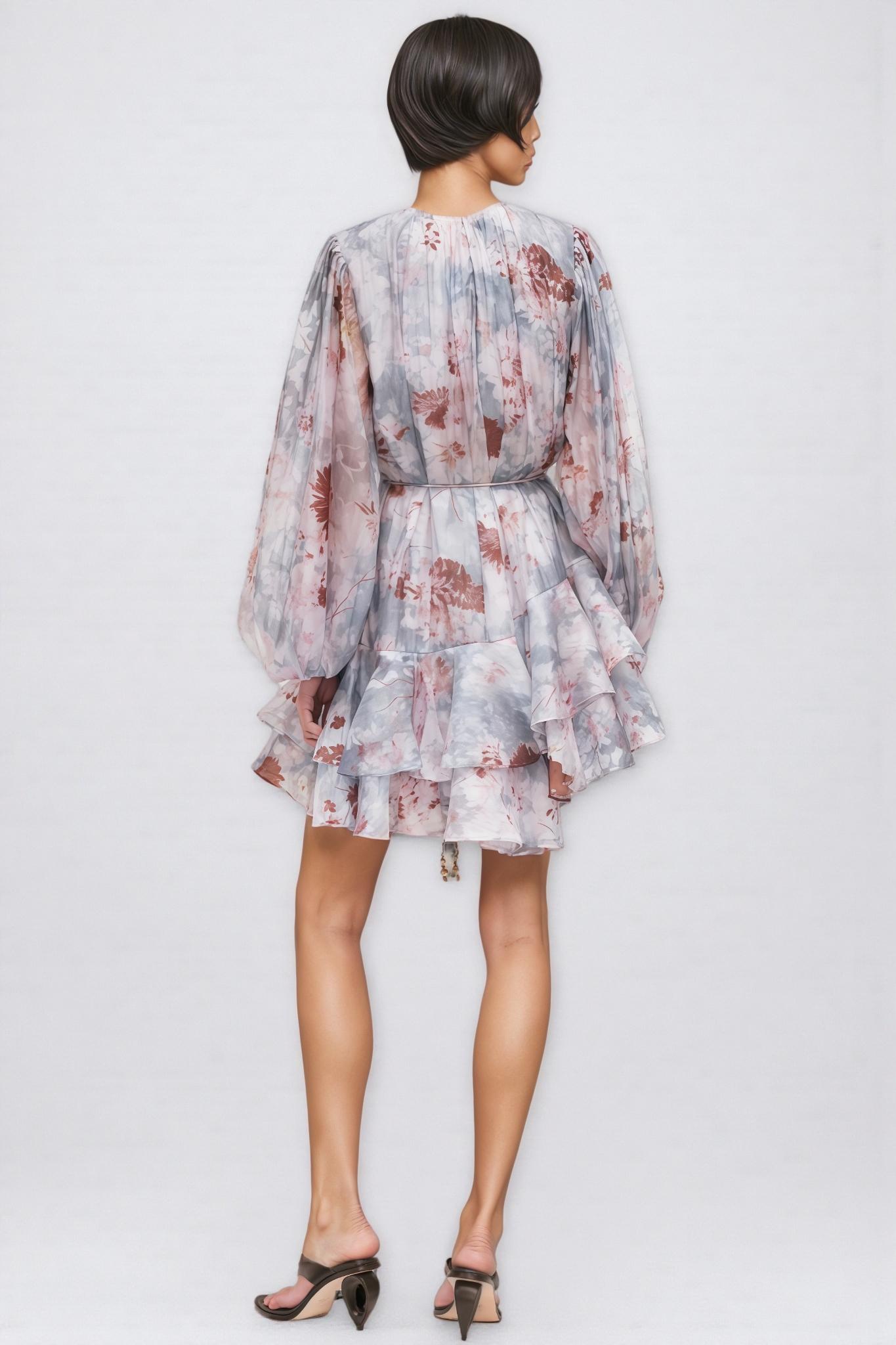 Huitan Long Sleeve Floral Mini Dress