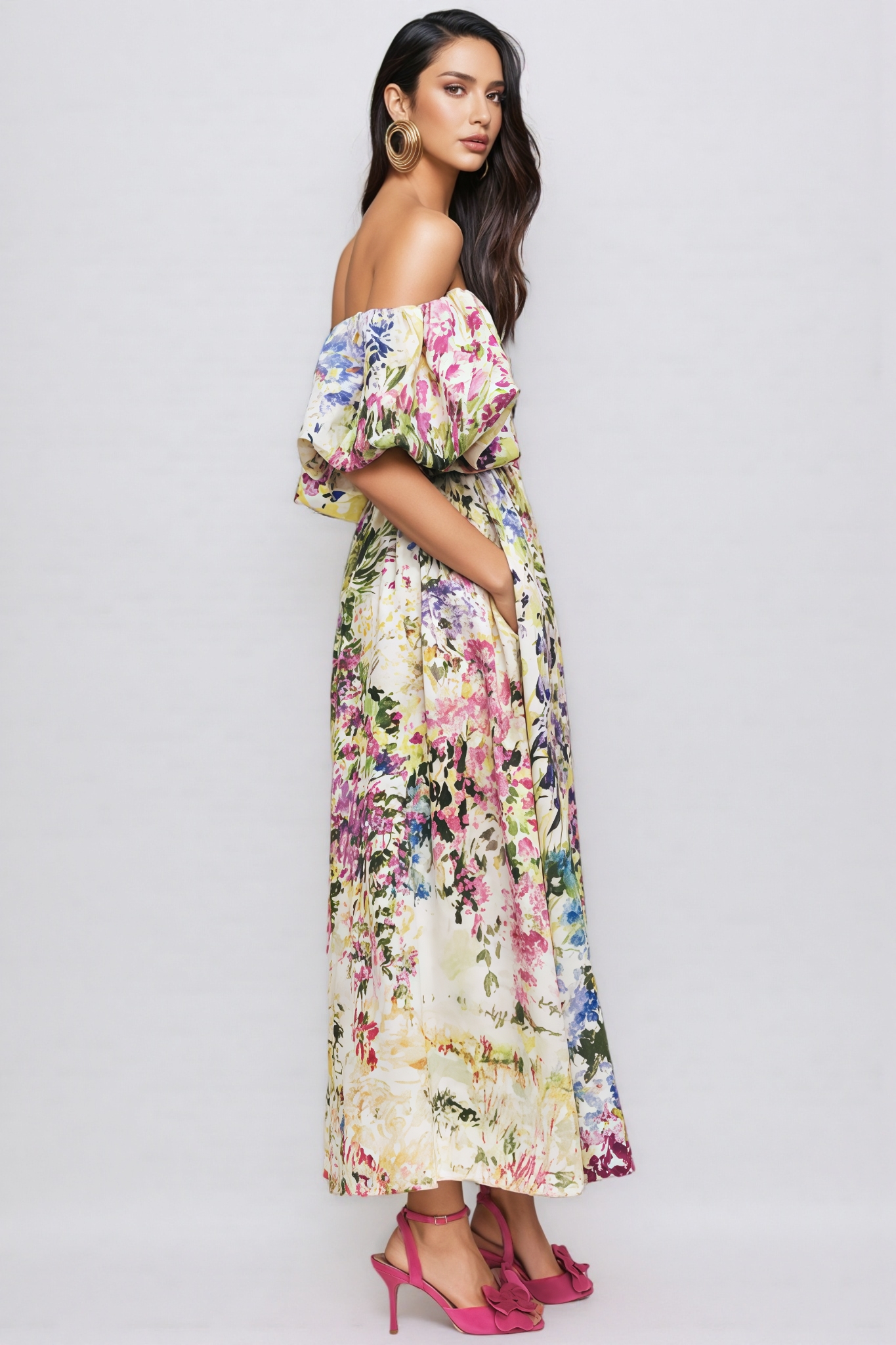 Miles Strapless Floral Maxi Dress