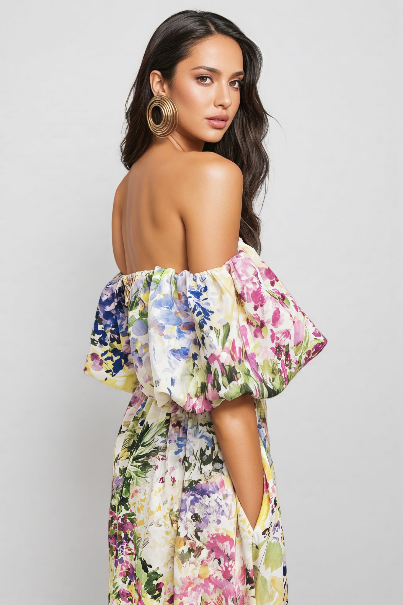 Miles Strapless Floral Maxi Dress