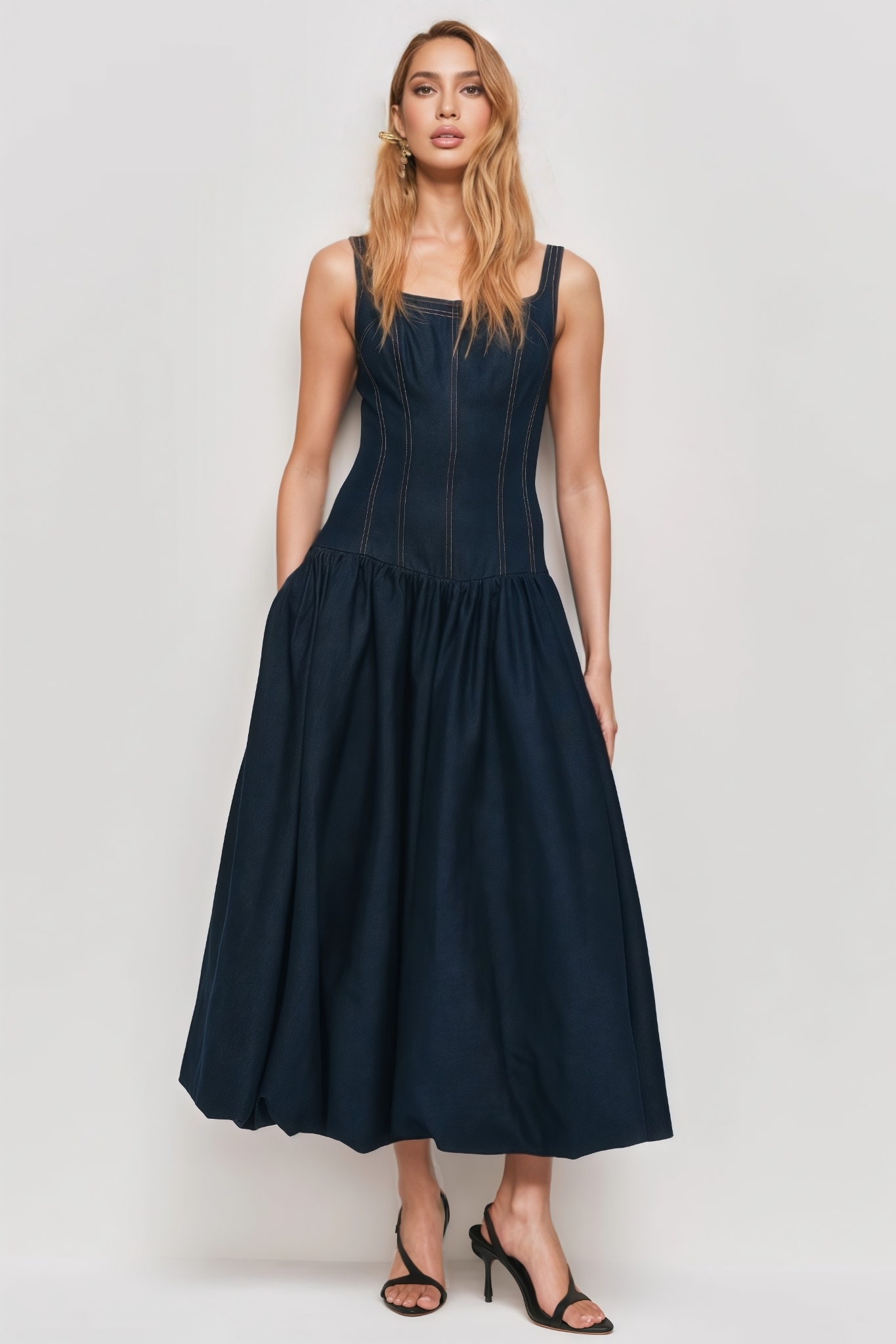 Yvaset Blue Halter Maxi Dress
