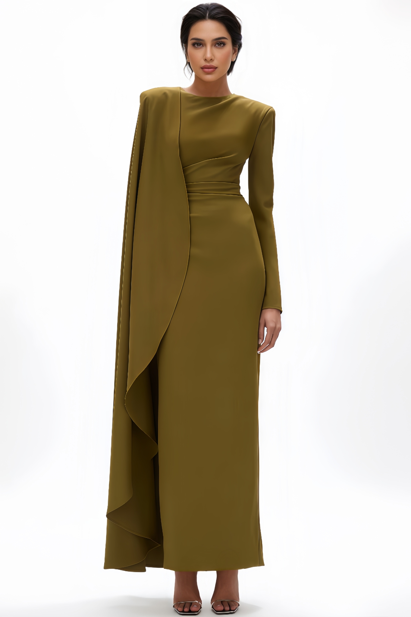 Naiya Round-Neck Asymmetrical Maxi Dress