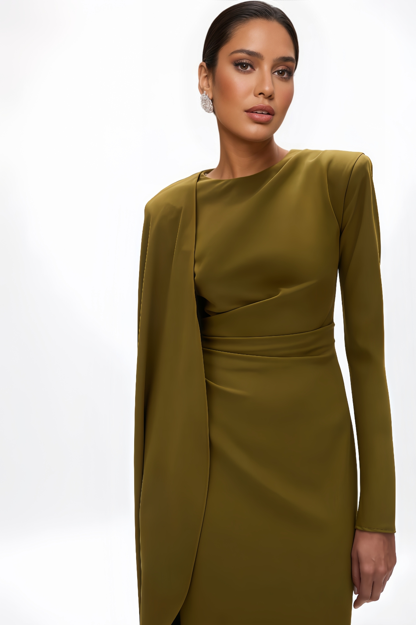 Naiya Round-Neck Asymmetrical Maxi Dress