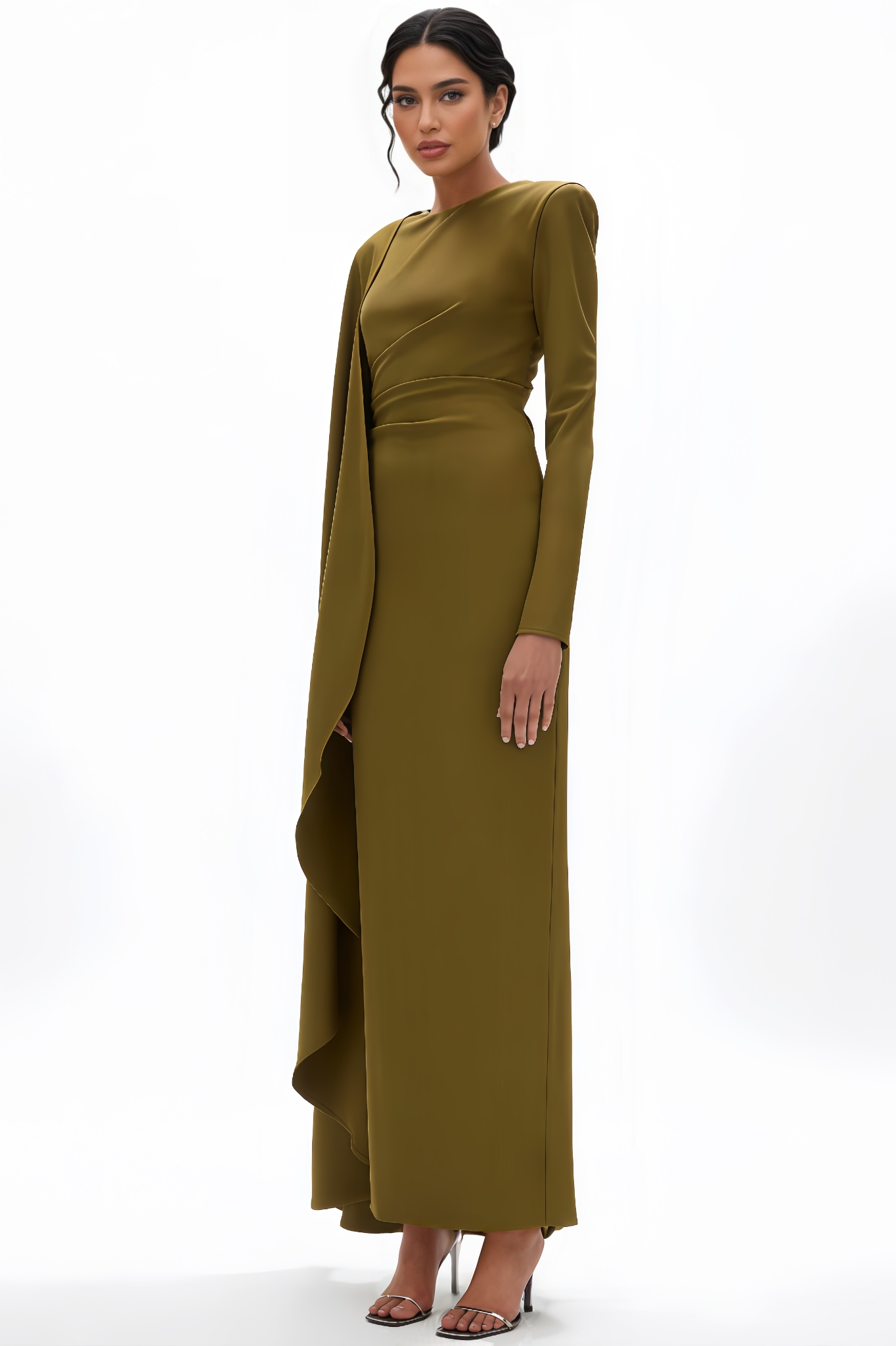 Naiya Round-Neck Asymmetrical Maxi Dress