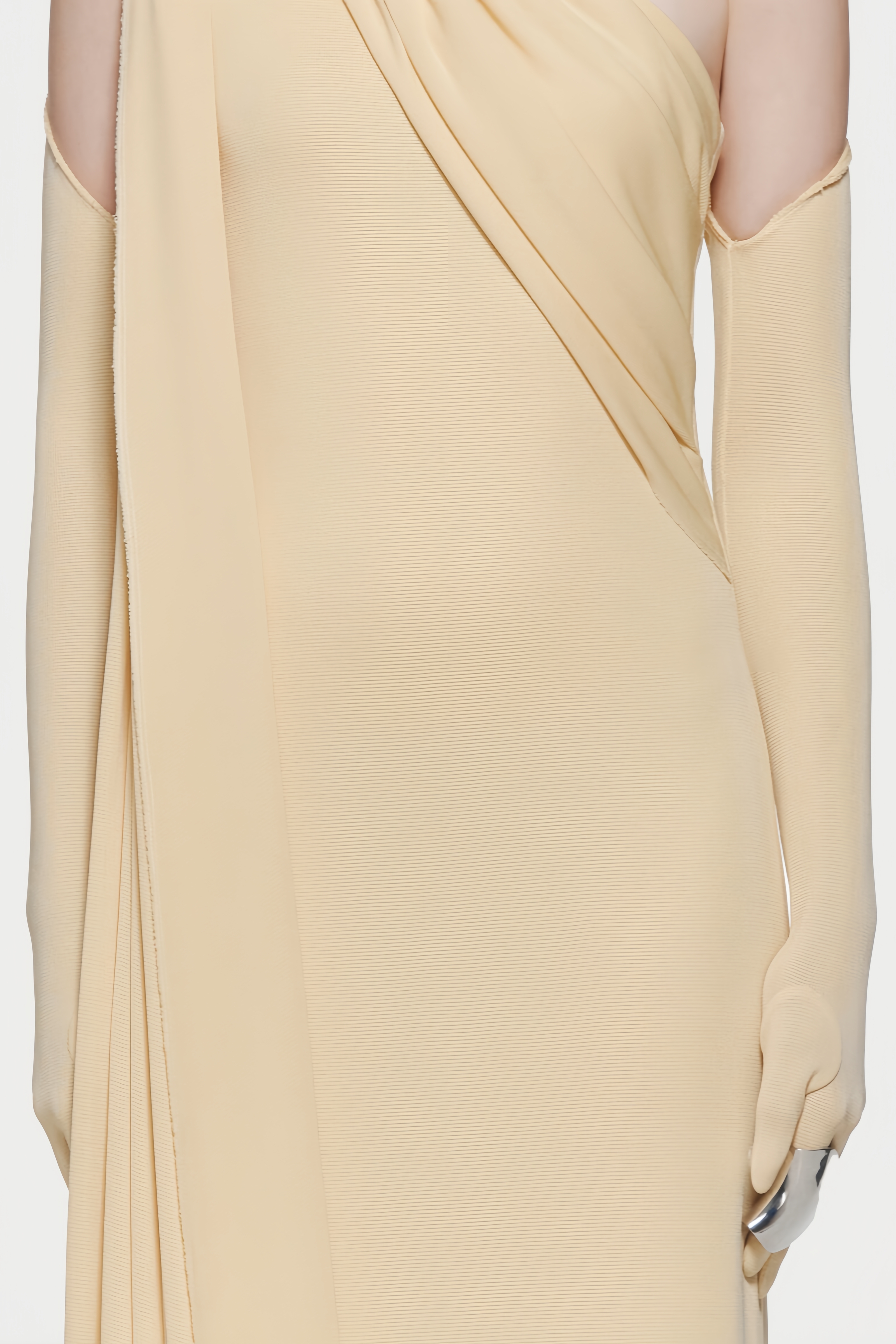 Wransa Yellow One Shoulder Draped Maxi Dress