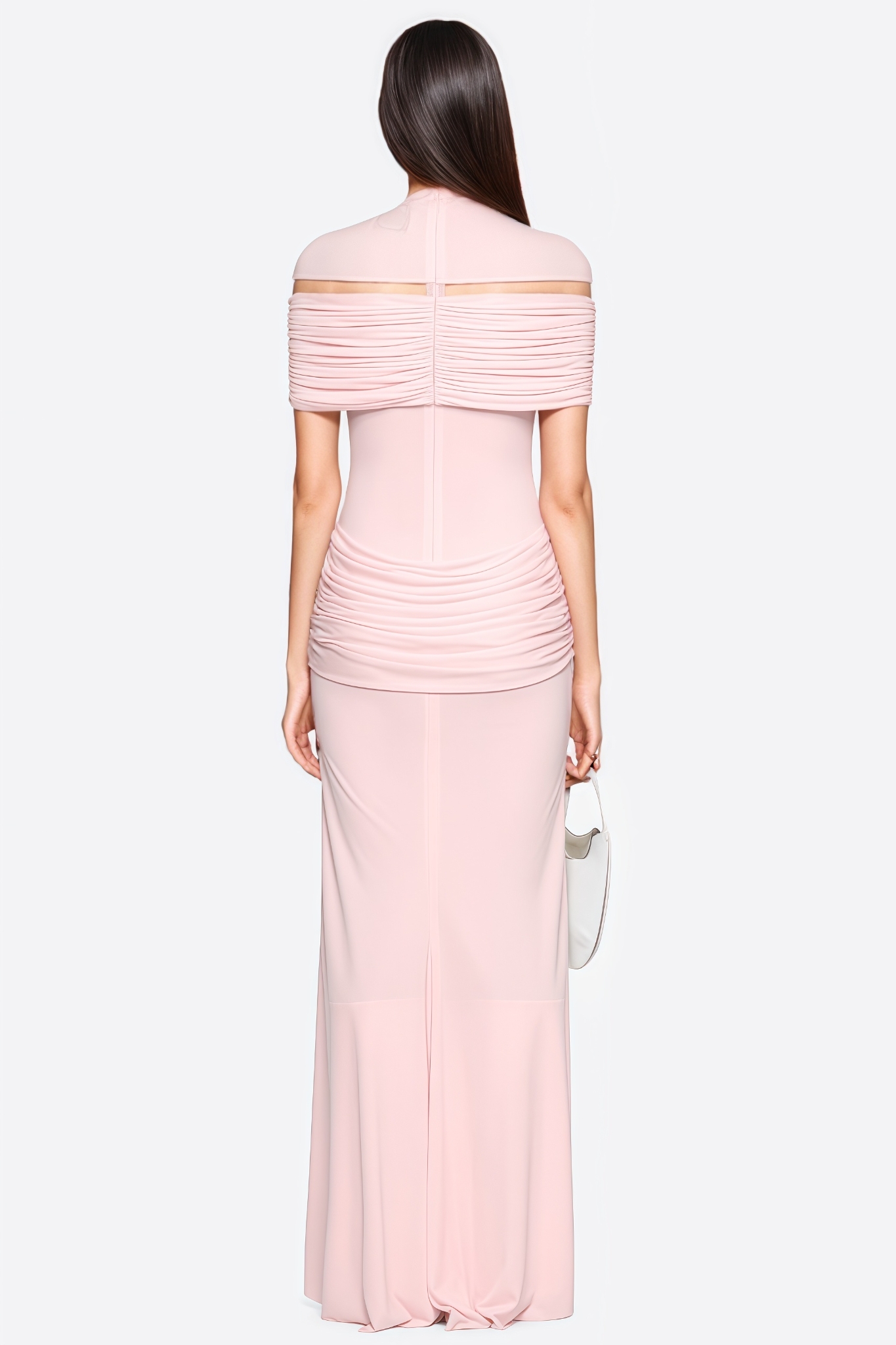Rheat Pink Ruched Knit Maxi Dress