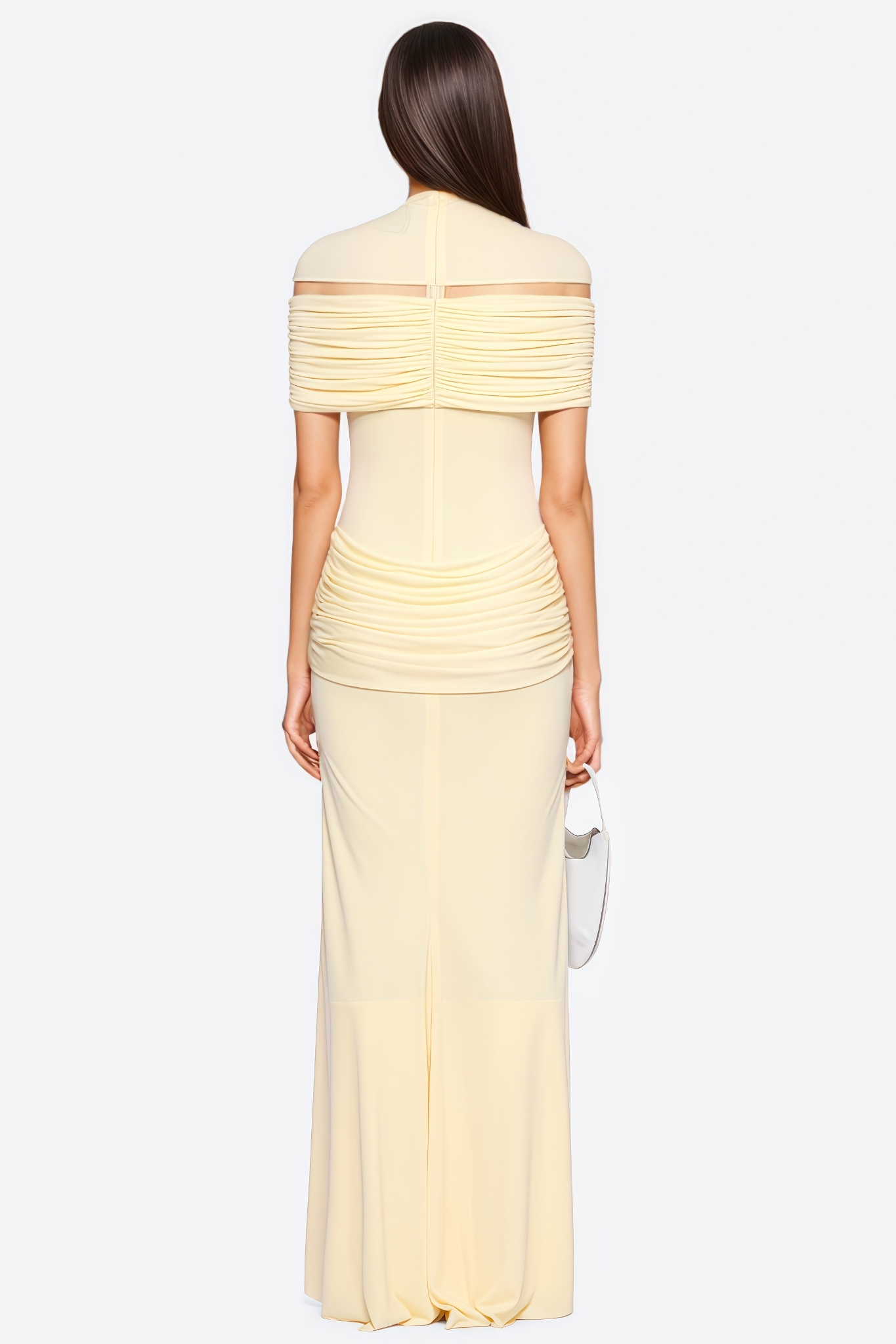 Valek Yellow Ruched Knit Maxi Dress