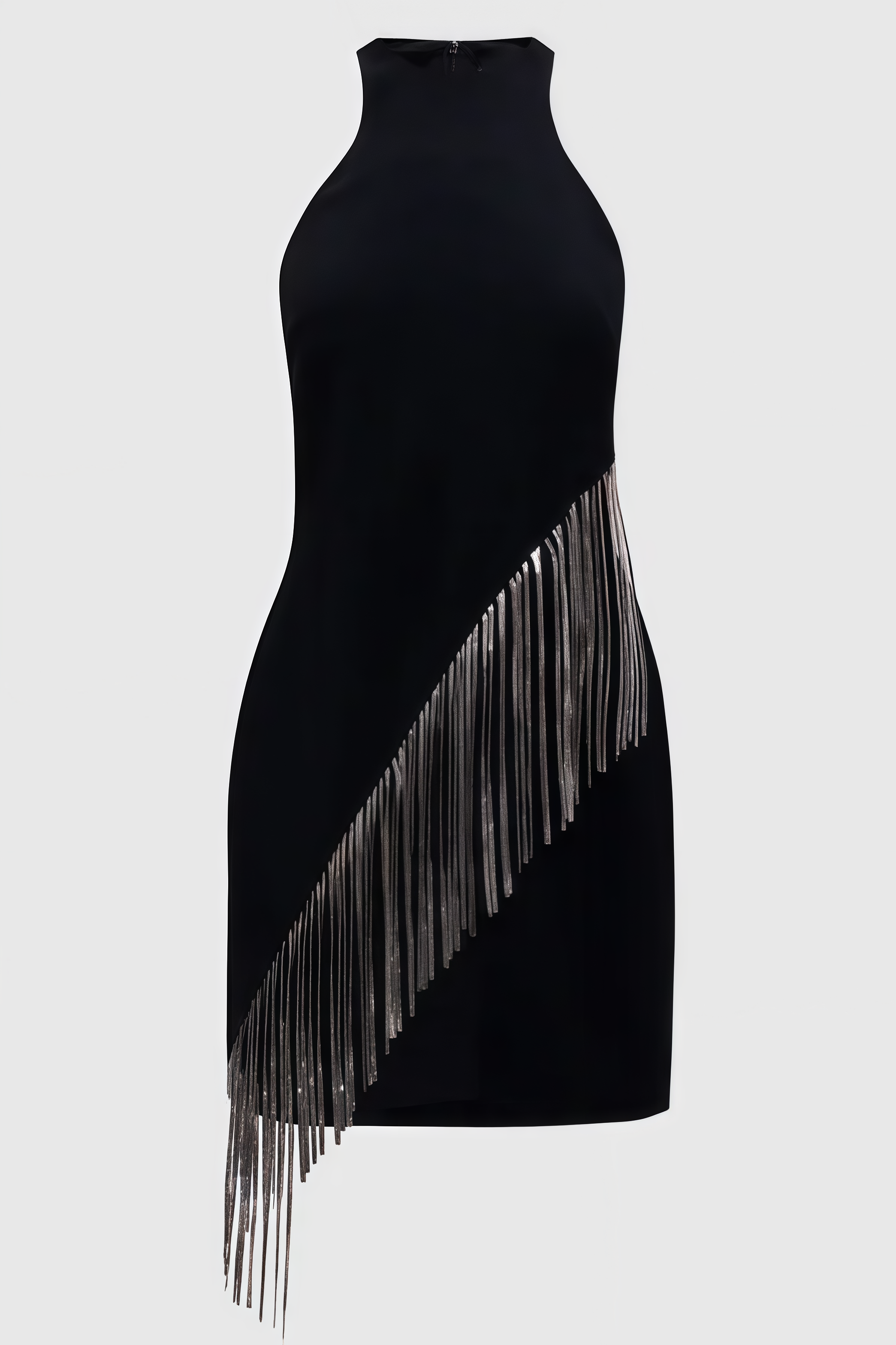 Blaned Black Bandage Fringe Rhinestone Chain Mini Dress