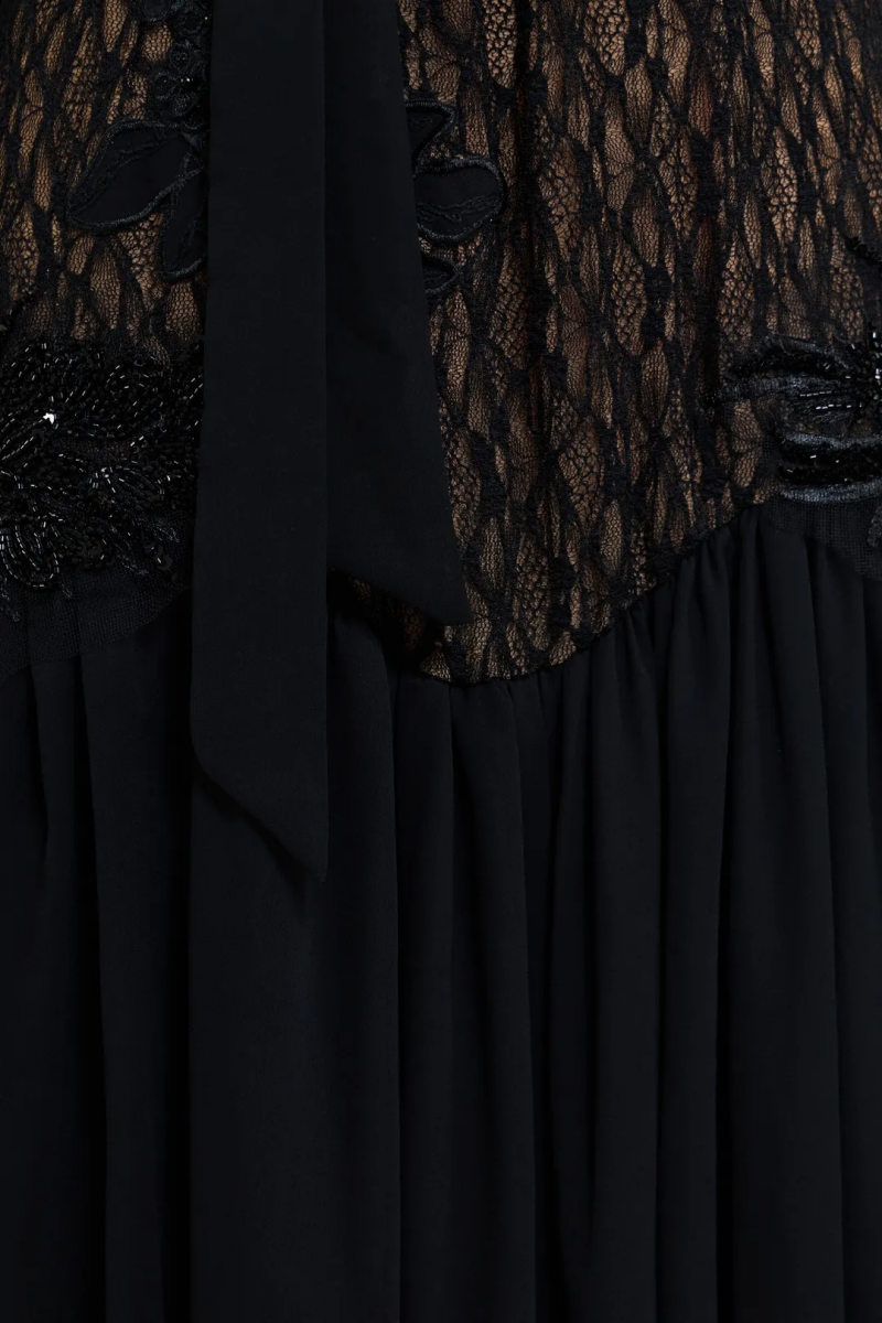 Zench Black Floral Lace Maxi Dress