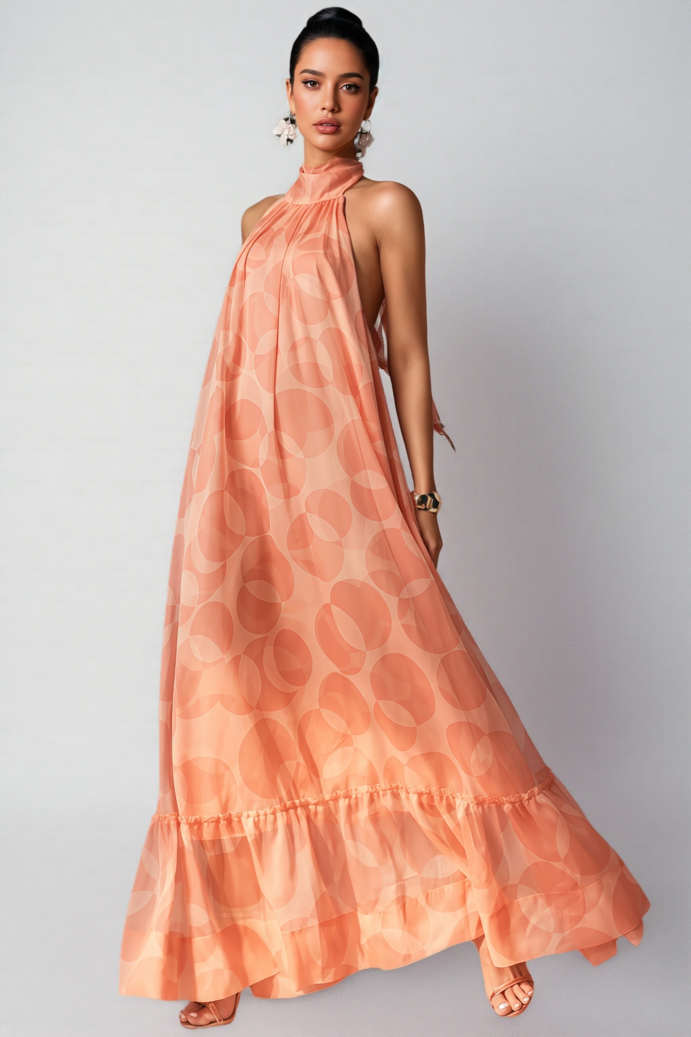 Anna Printed Halter Neck Maxi Dress
