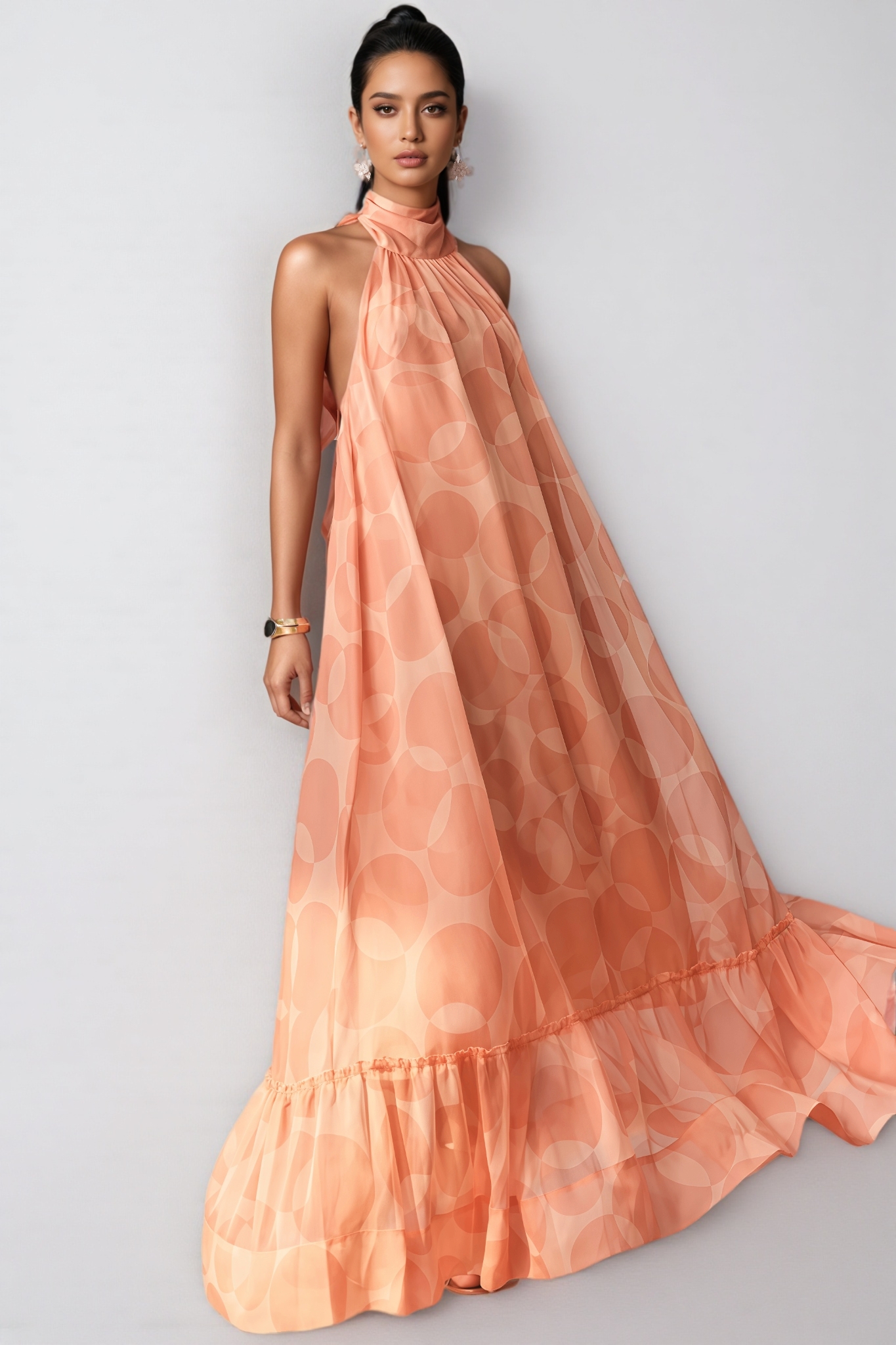 Anna Printed Halter Neck Maxi Dress