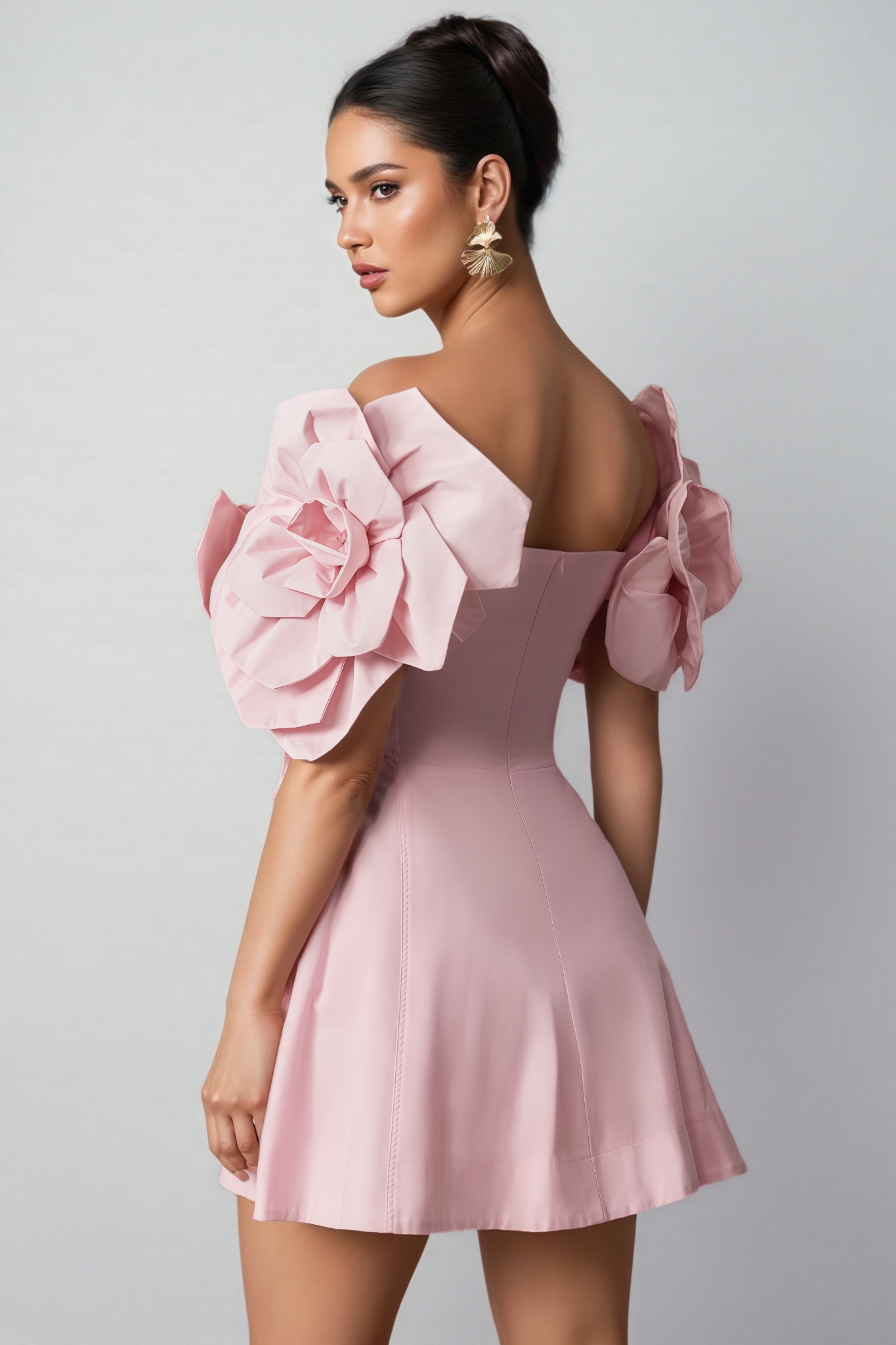 Huta Oversized Floral Applique Mini Dress