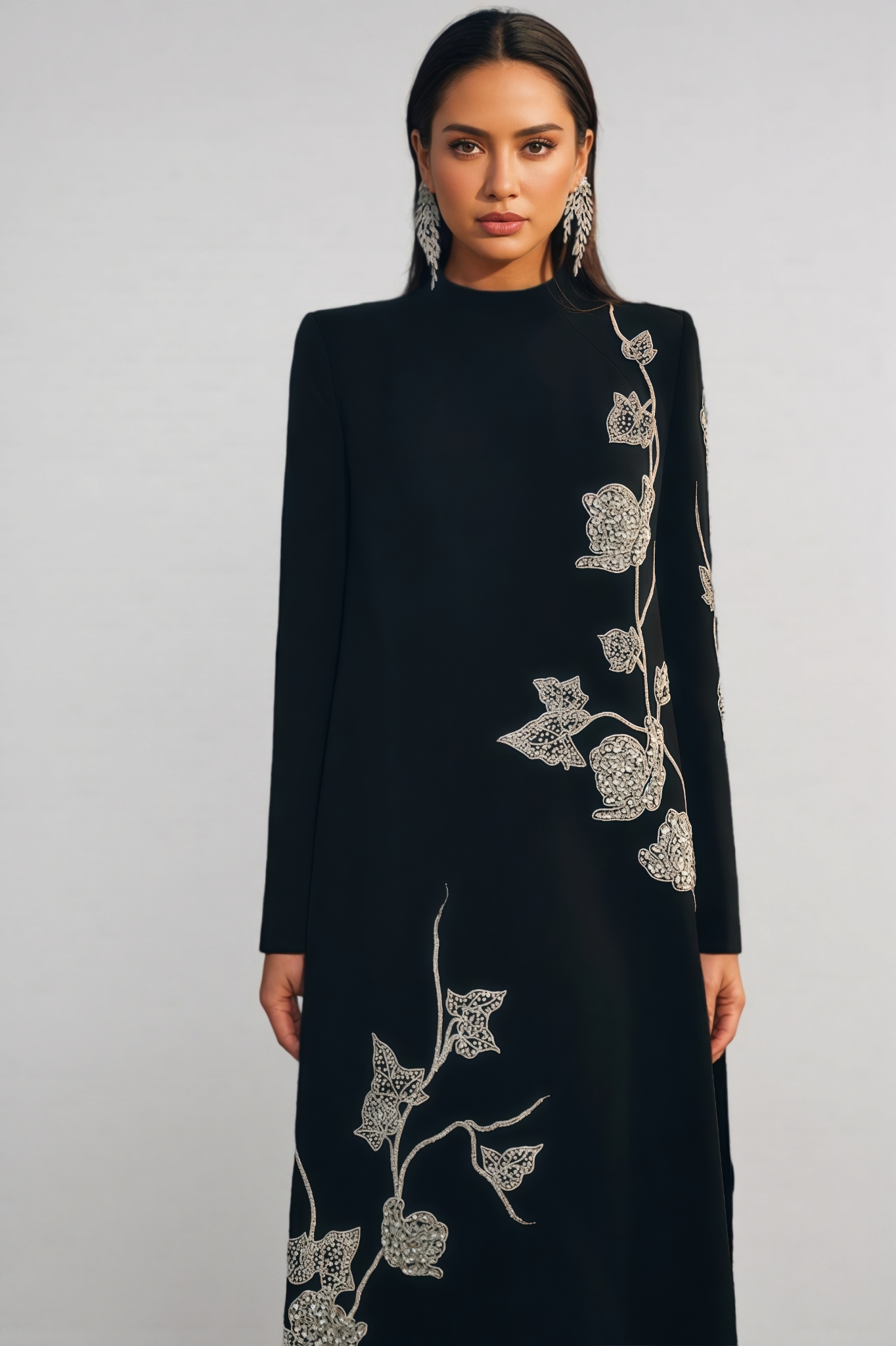 Aspyn Black Rhinestone Bandage Maxi Dress