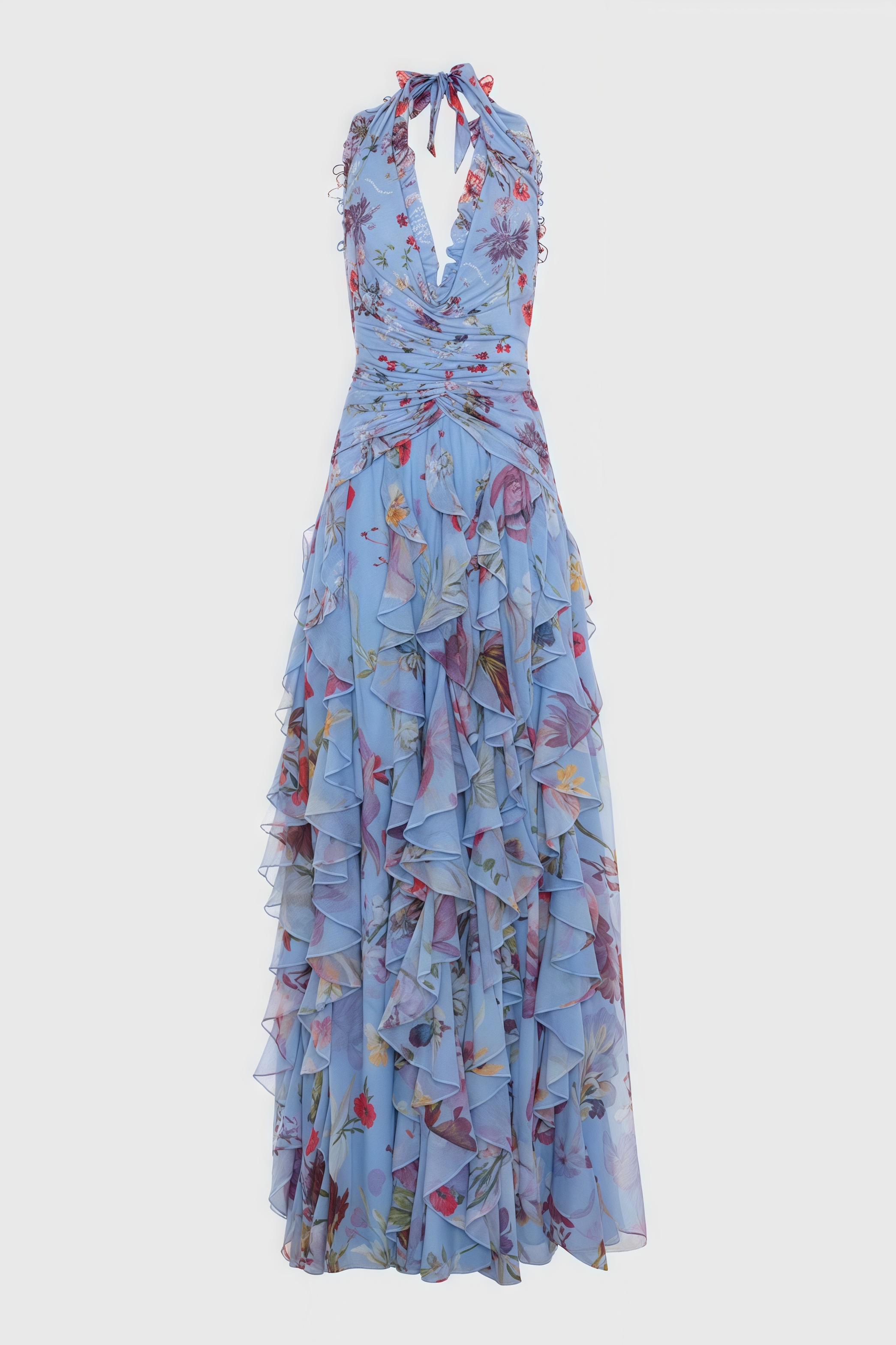 Debby Cut-Out Pleated Floral Maxi Dress