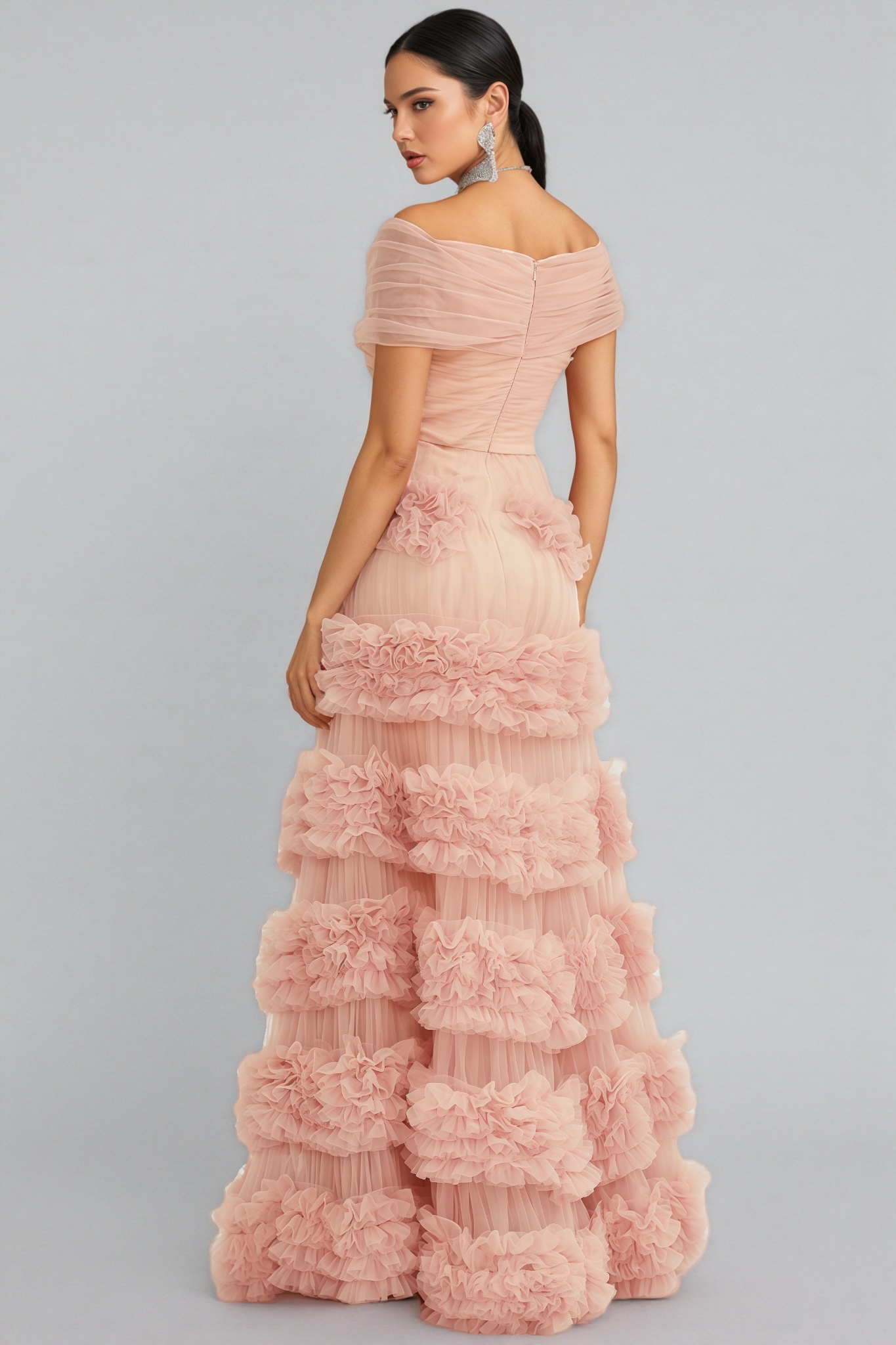 Quinly Pink Tiered Maxi Dress