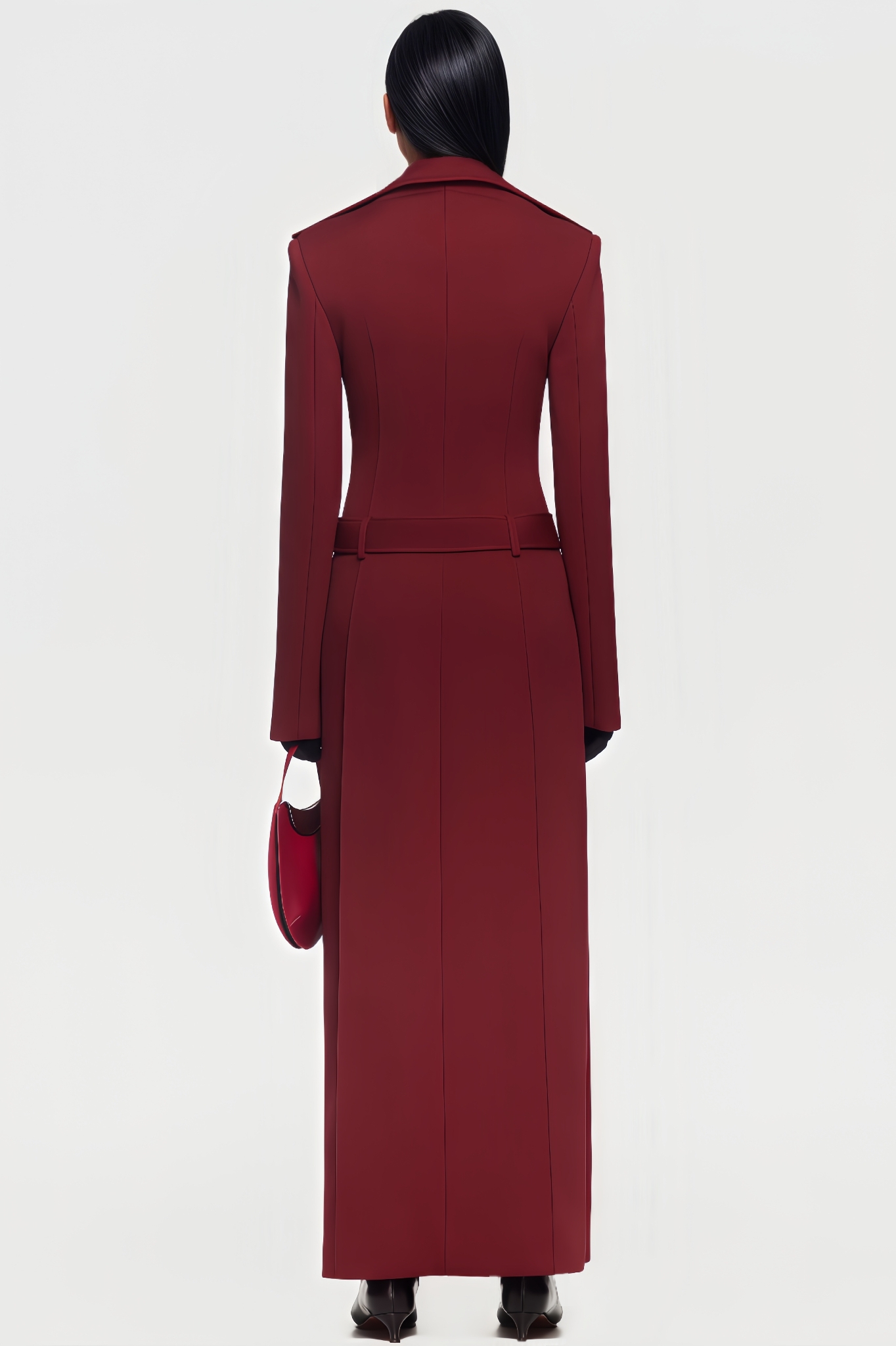 Halastd White High Neck Long Coat