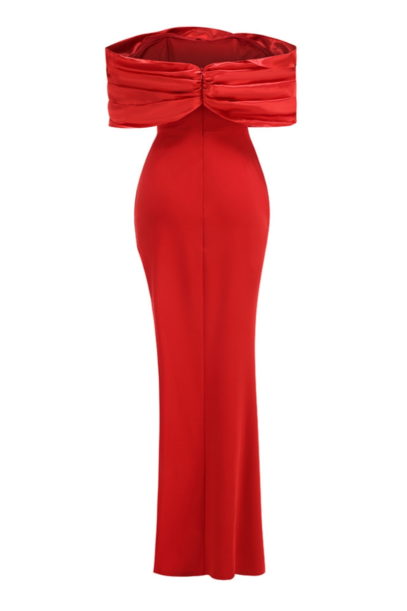Marley Red Colour Wrap Hip Dress