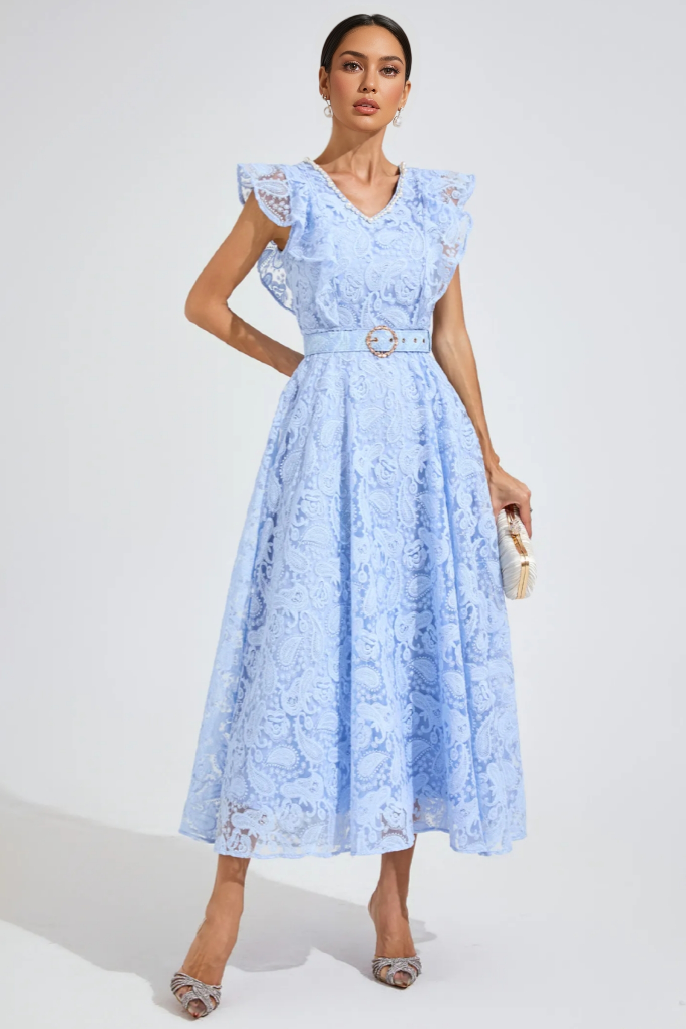 Barbara Sapphire Blue Wrap Midi Dress