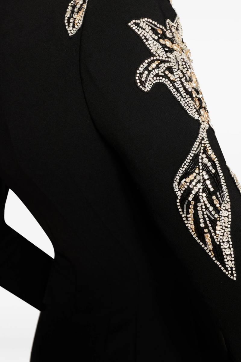 Henrick Black Diamond Embellished Floral Maxi Dress