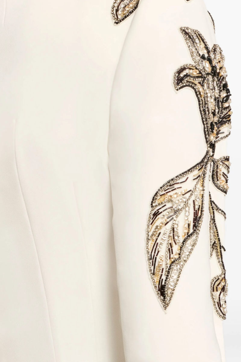 Imrent White Diamond Embellished Floral Maxi Dress