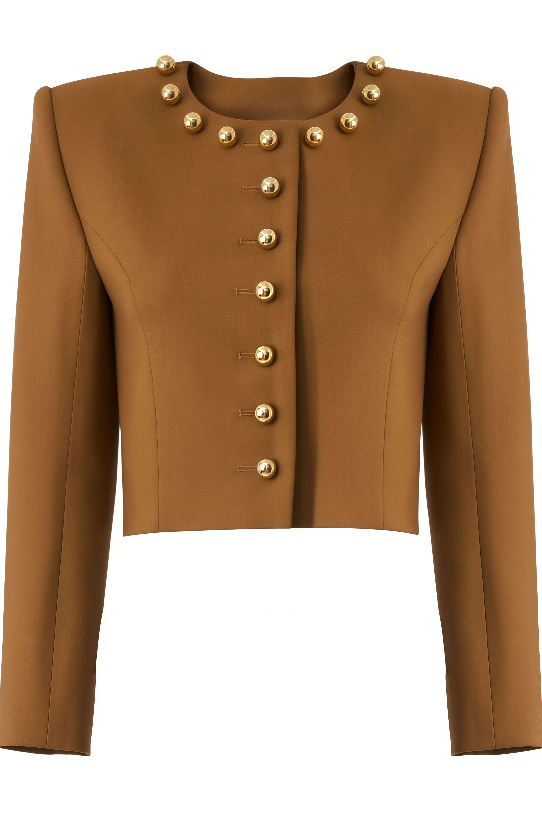 Basra Brown Crew Neck Jacket Trousers Matching Set