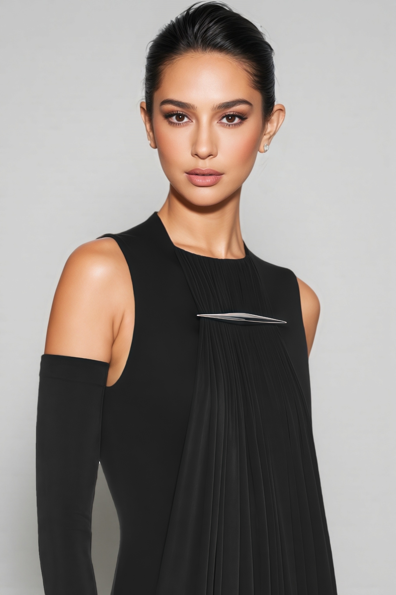 Malen Black Sleeveless Draped Maxi Dress