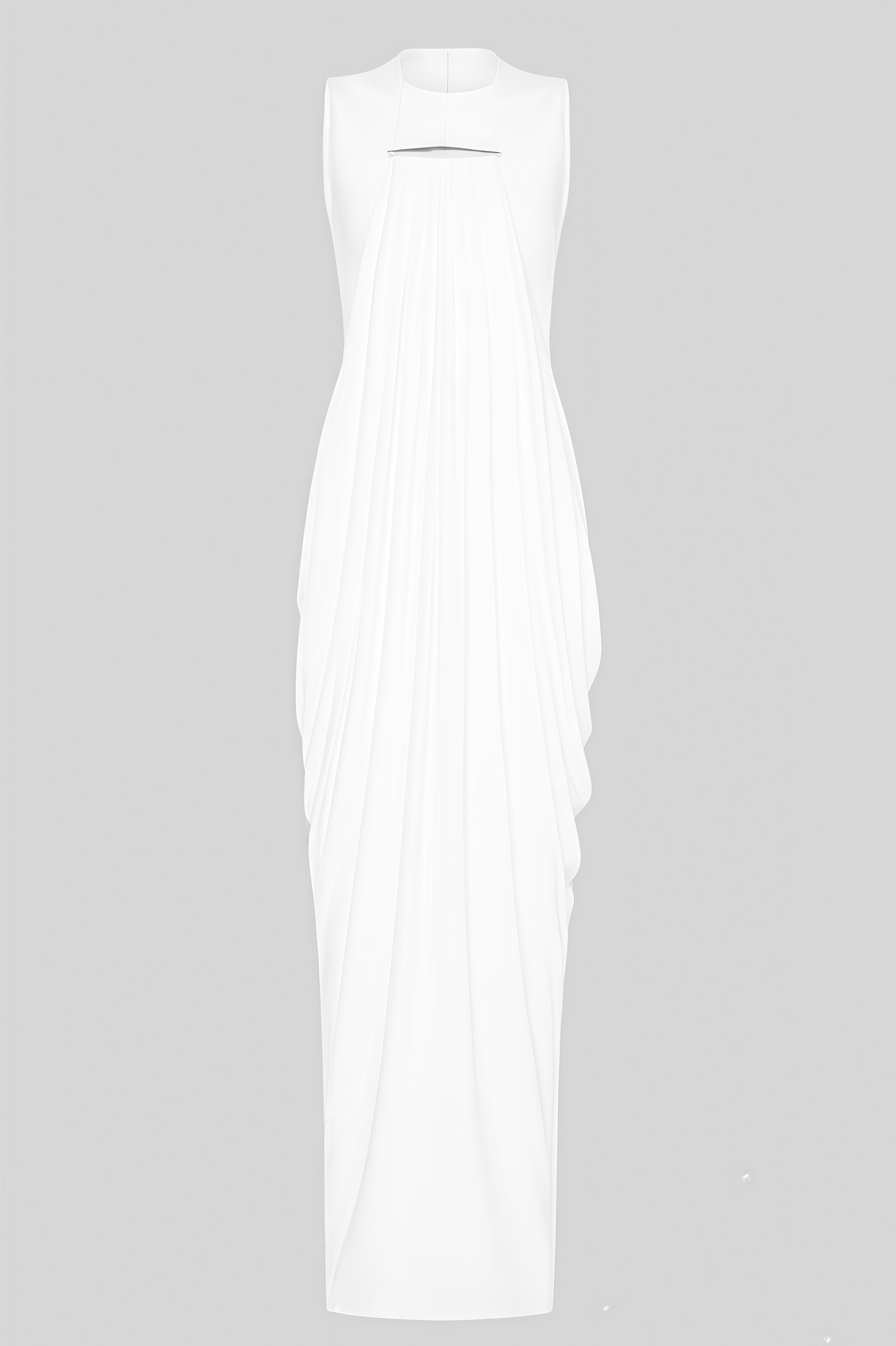 Raelin White Sleeveless Draped Maxi Dress