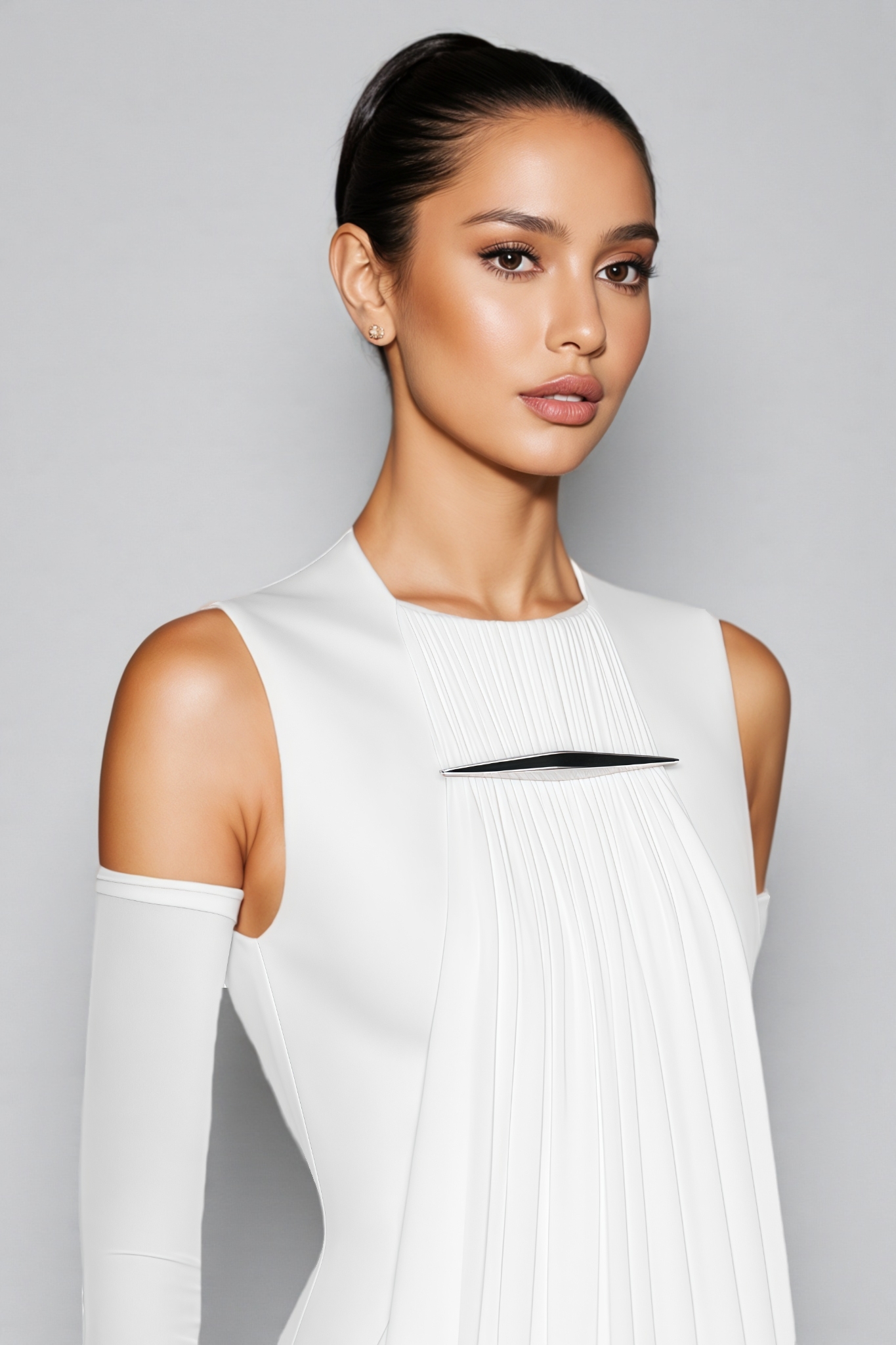 Raelin White Sleeveless Draped Maxi Dress