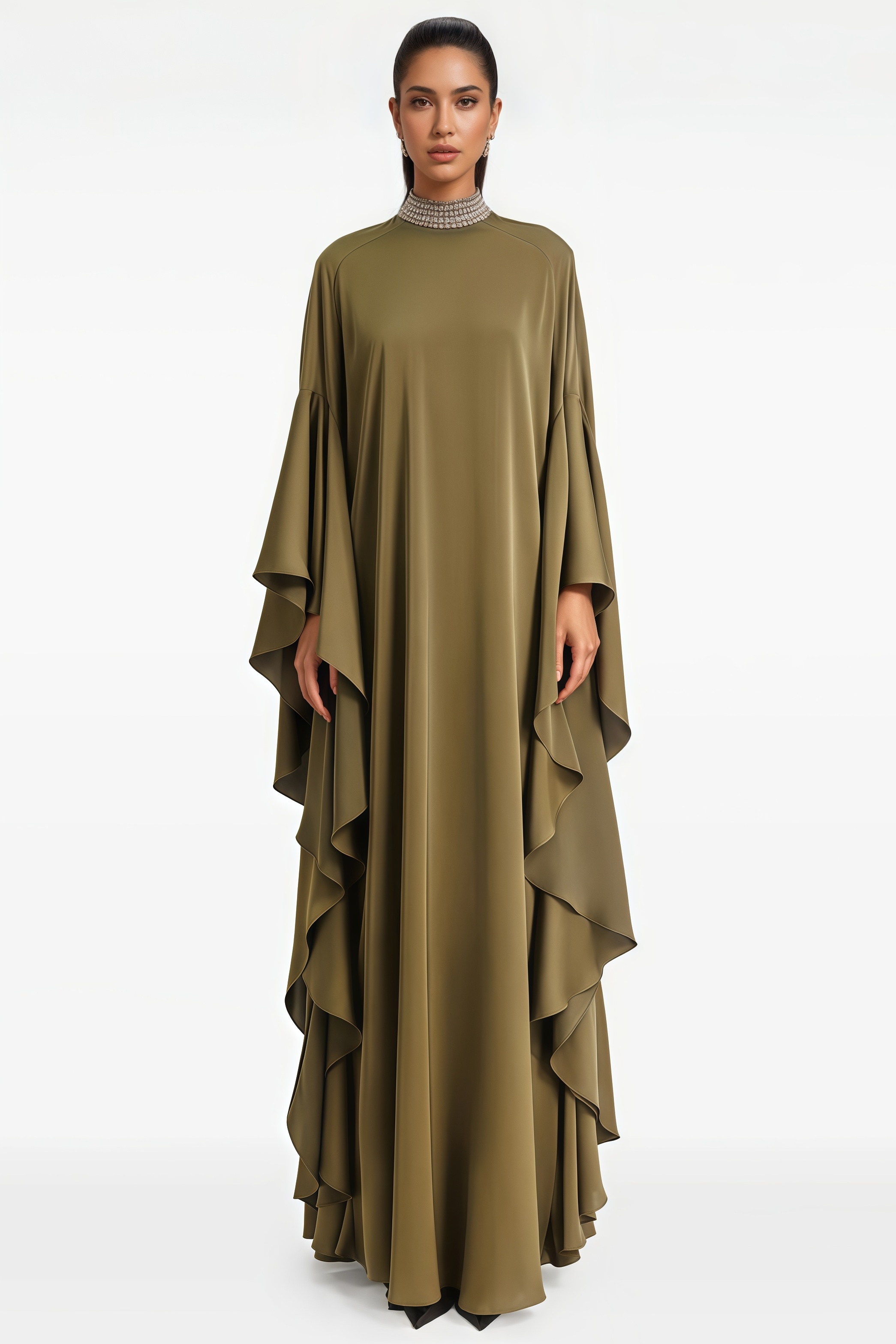 Sarnit Green Ruffled Maxi Dress