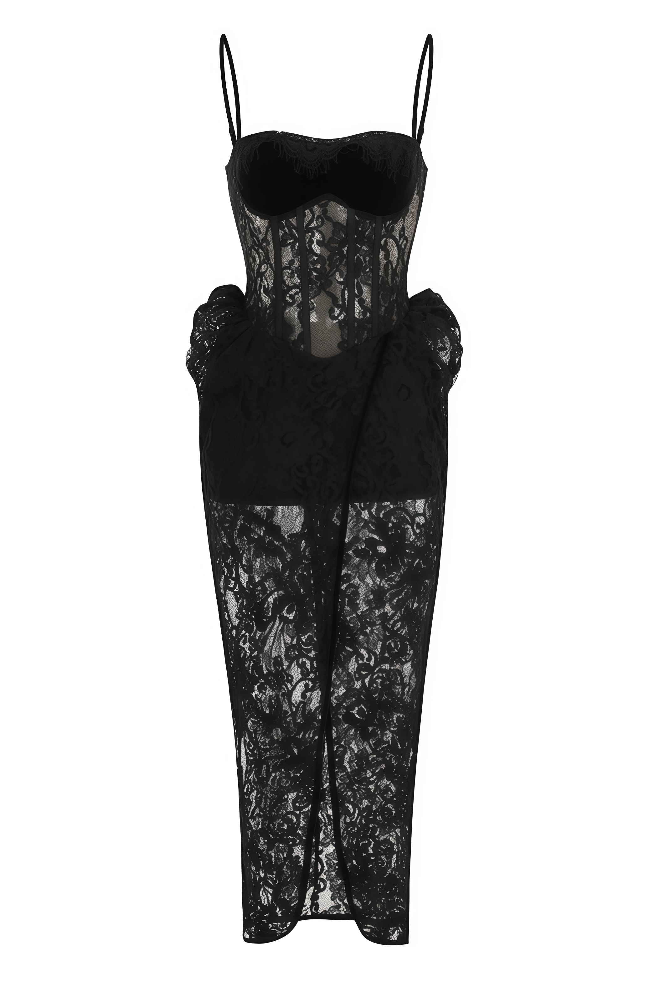 Moisian Black Lace Halter Maxi Dress