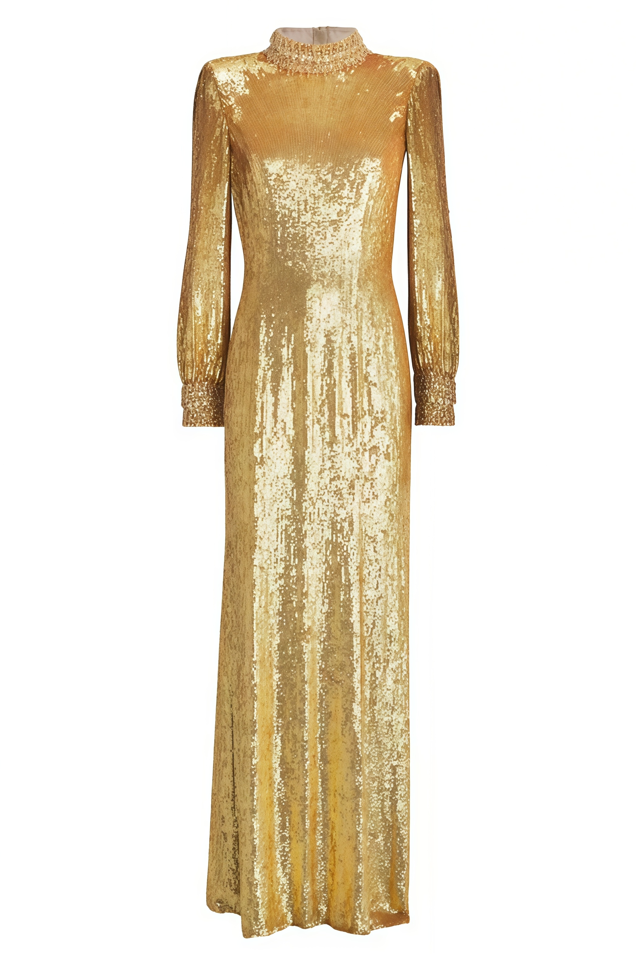 Hetty Gold Beaded Sequined Maxi Dres