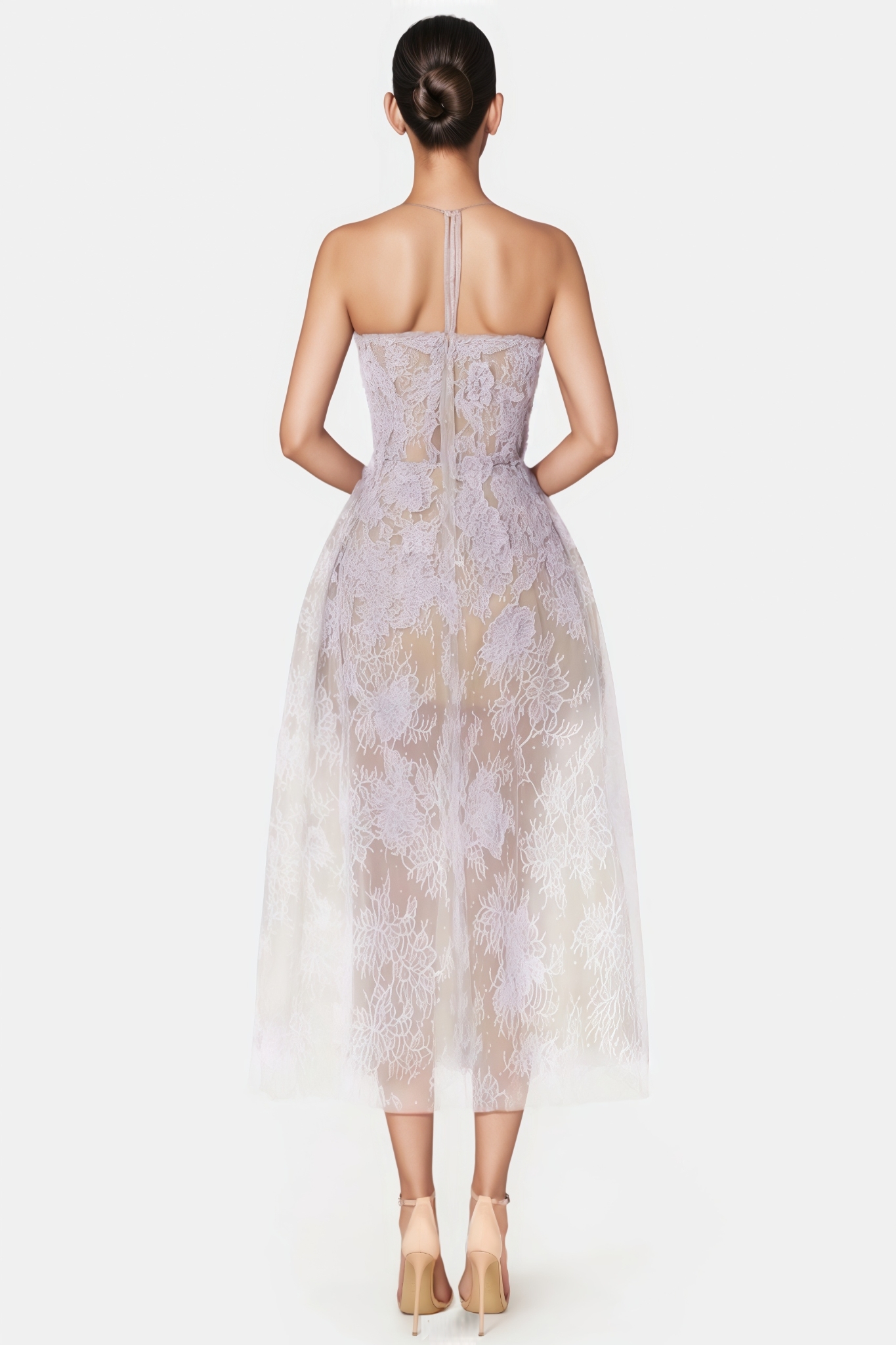 Beatris Floral Sequin Lace Midi Dress