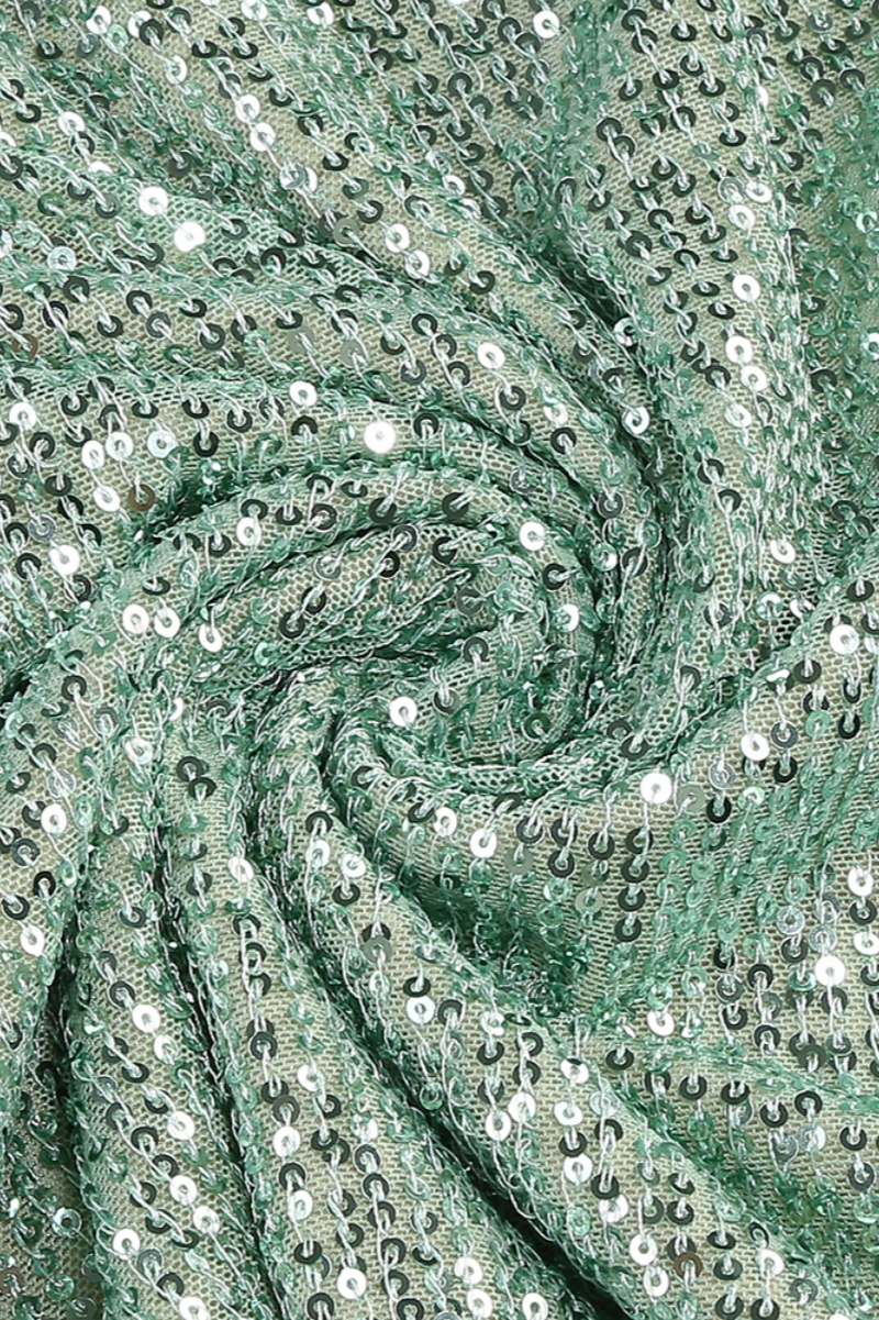 Elsinx Green Backless Sequin Maxi Dress
