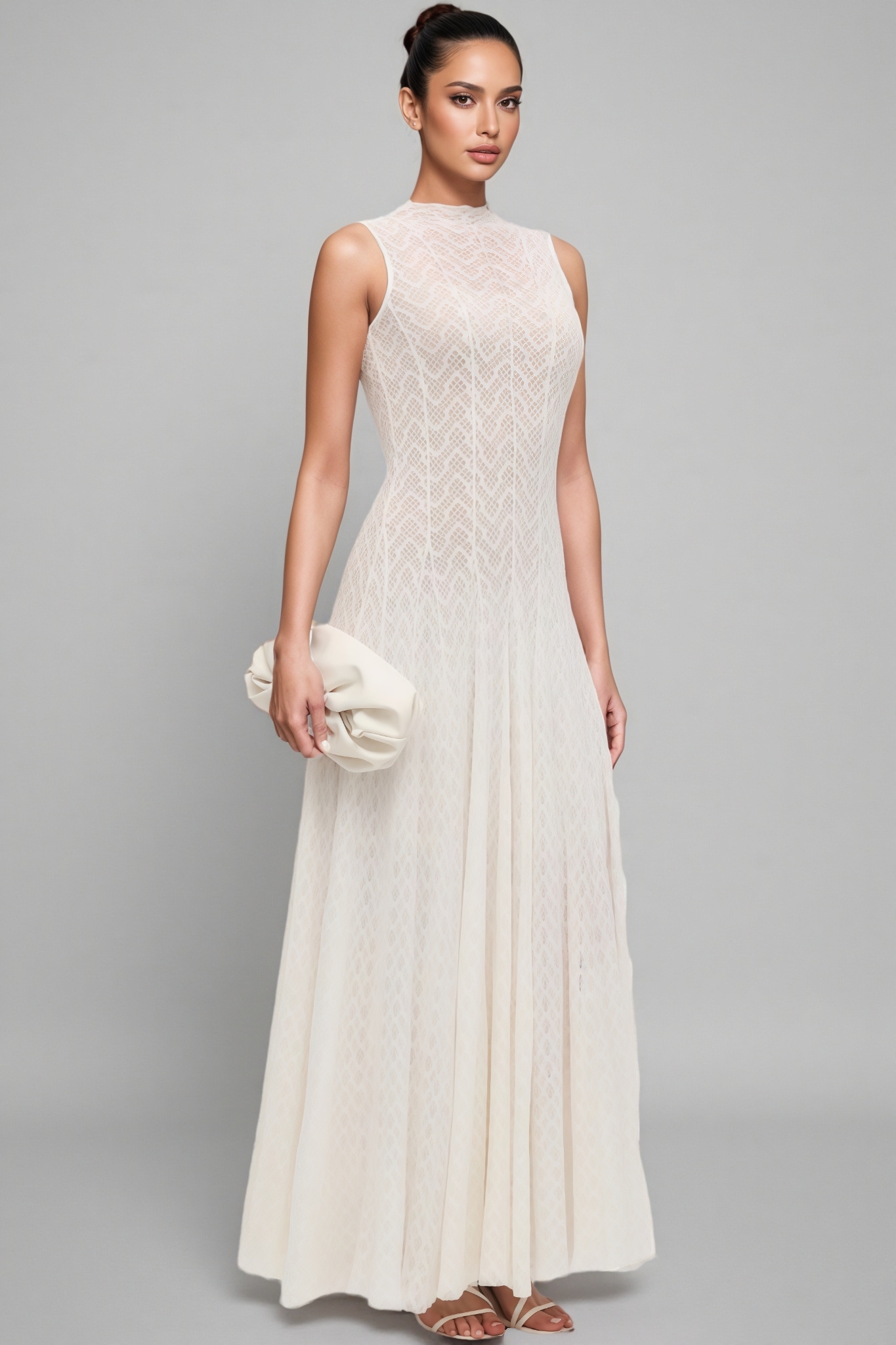 Lucas Solid Pointelle Sleeveless Maxi Dress