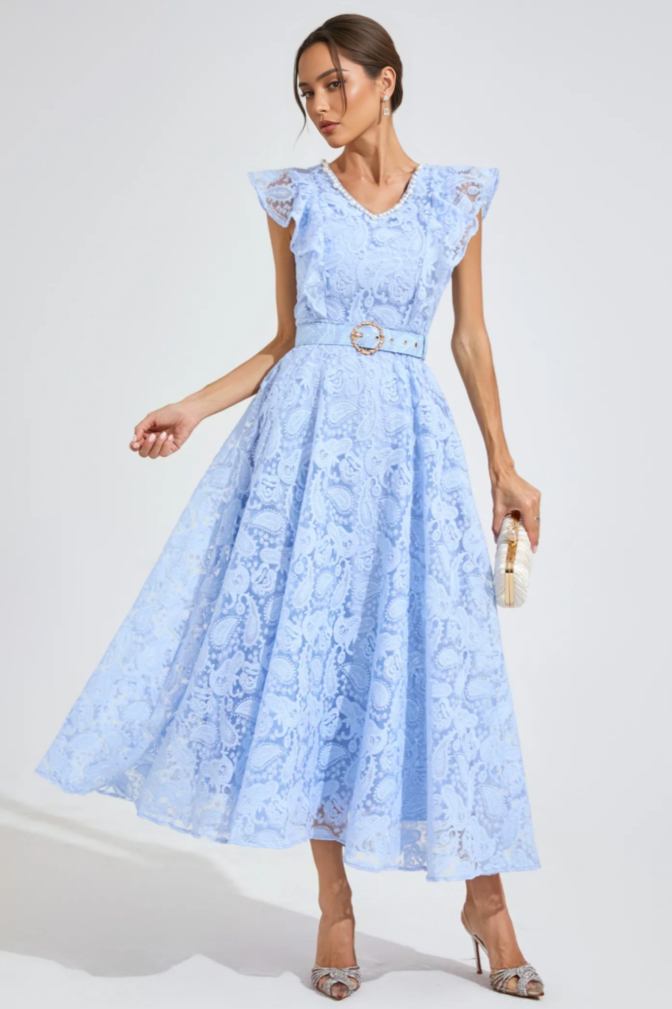 Barbara Sapphire Blue Wrap Midi Dress