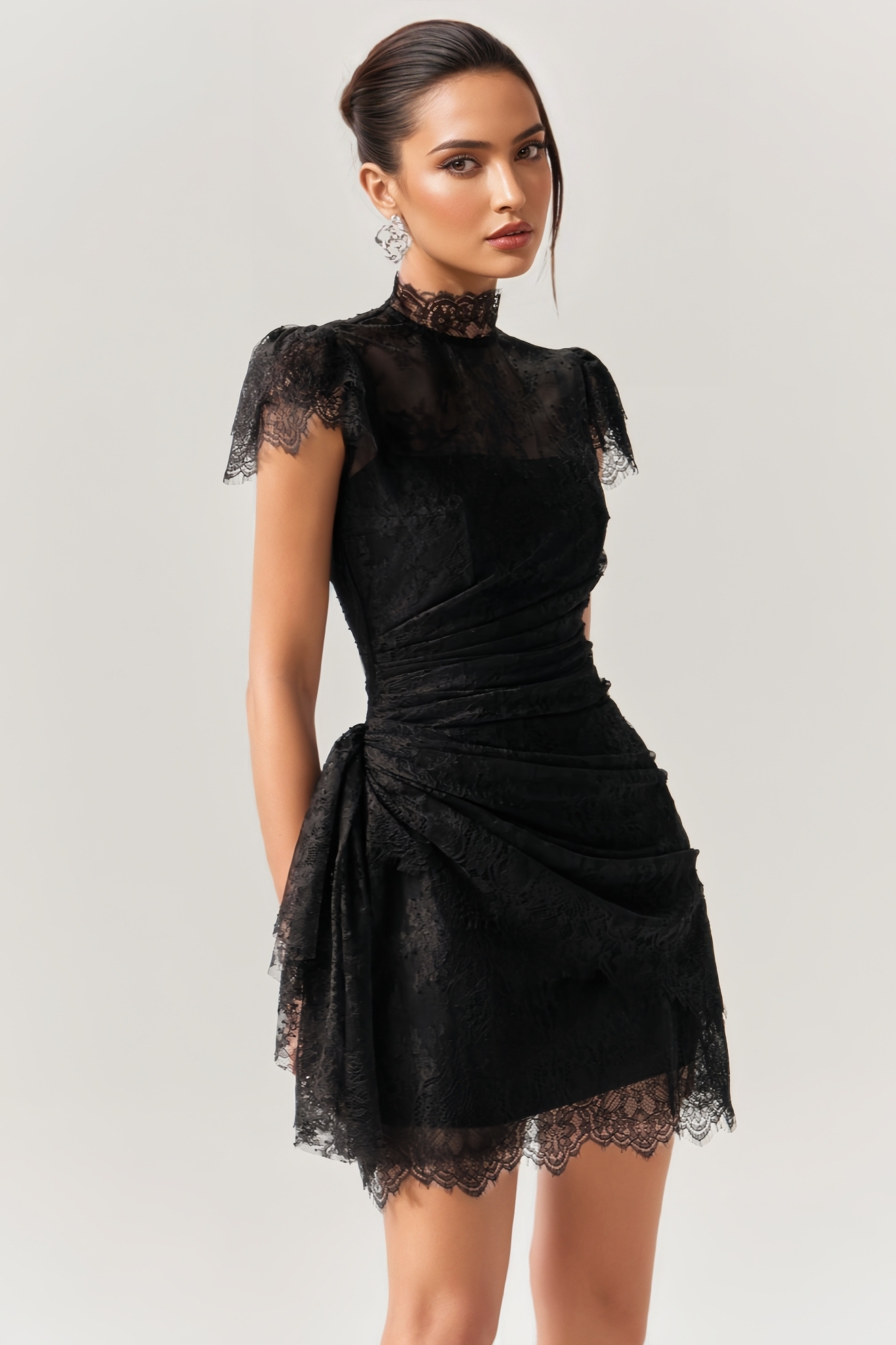 Watty Black Lace Mini Dress
