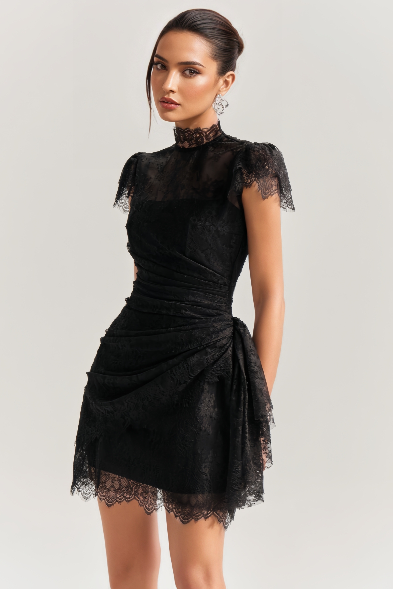 Watty Black Lace Mini Dress