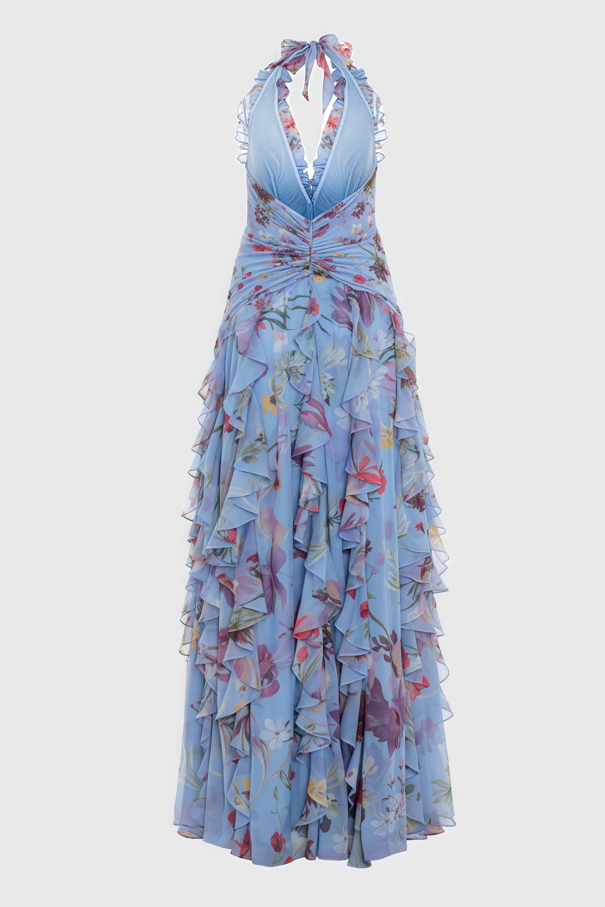 Debby Cut-Out Pleated Floral Maxi Dress