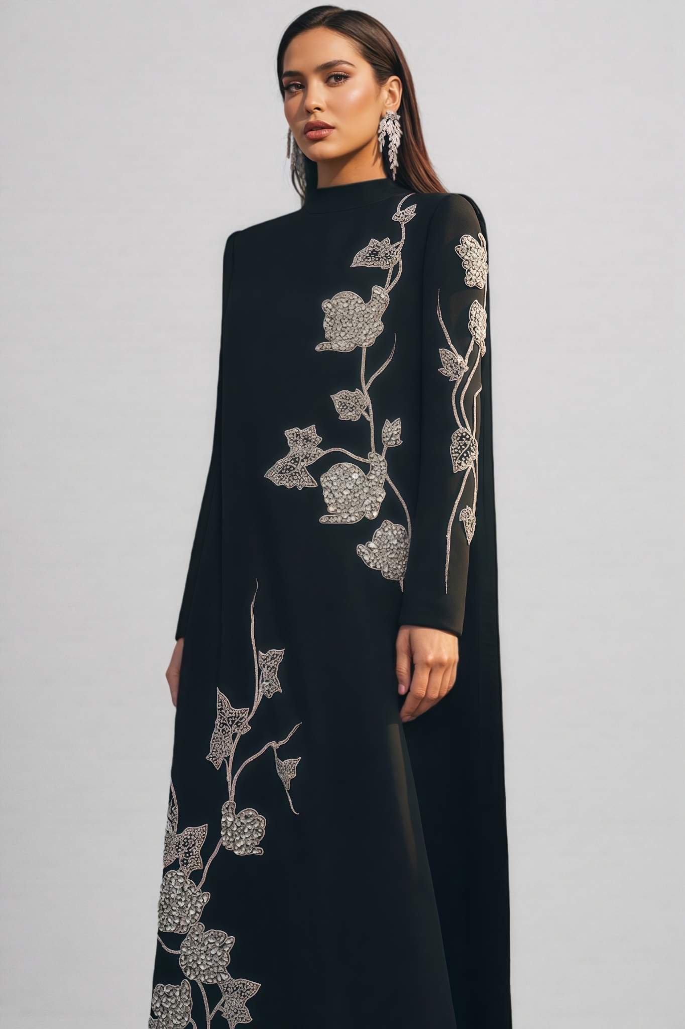 Aspyn Black Rhinestone Bandage Maxi Dress