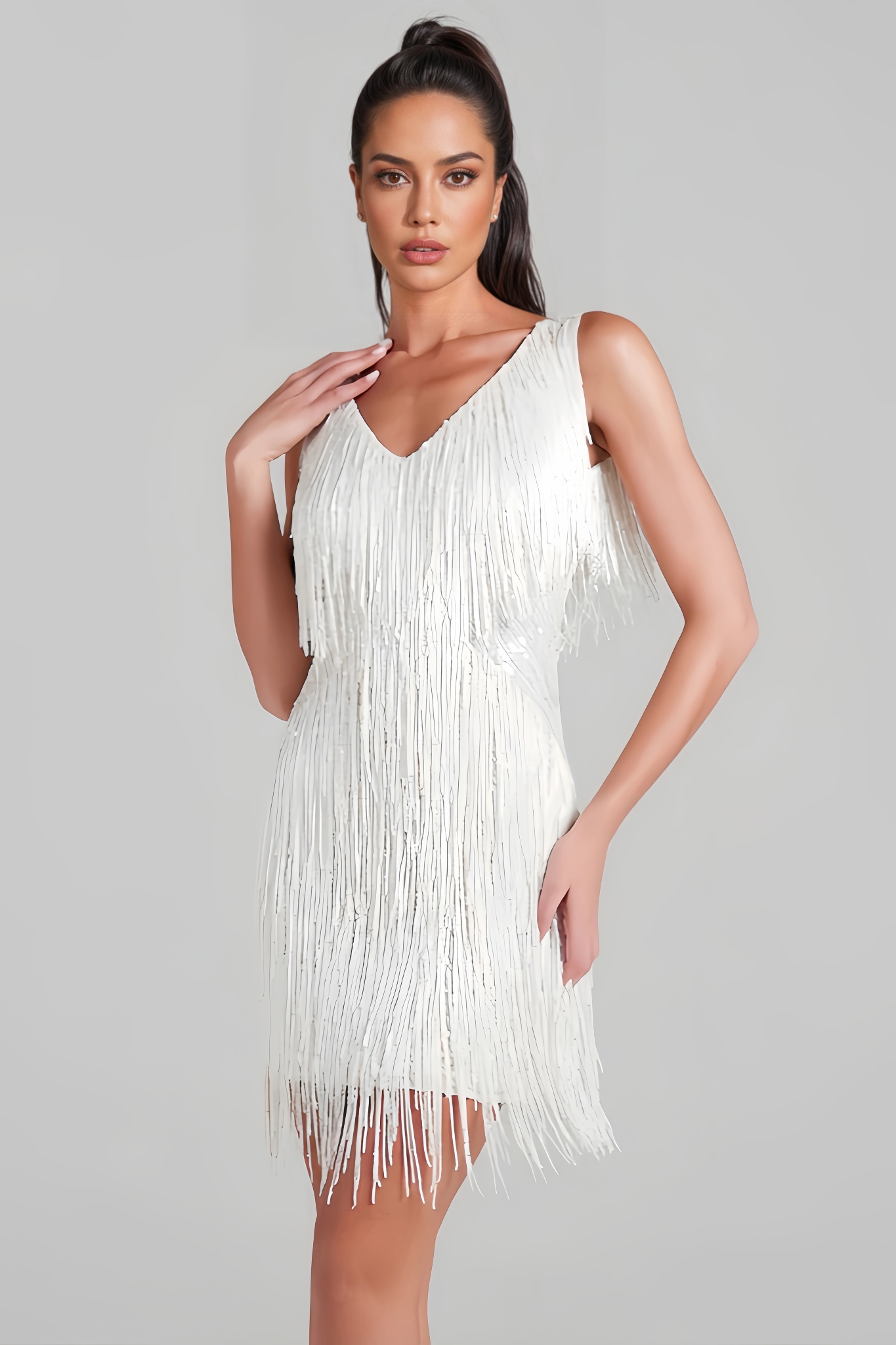 Janan White Fringed Mini Skirt