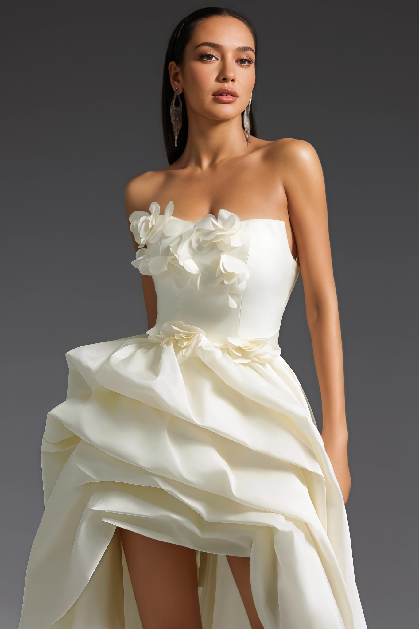 Easetn Sleeveless Flowers Trailing Maxi Dress