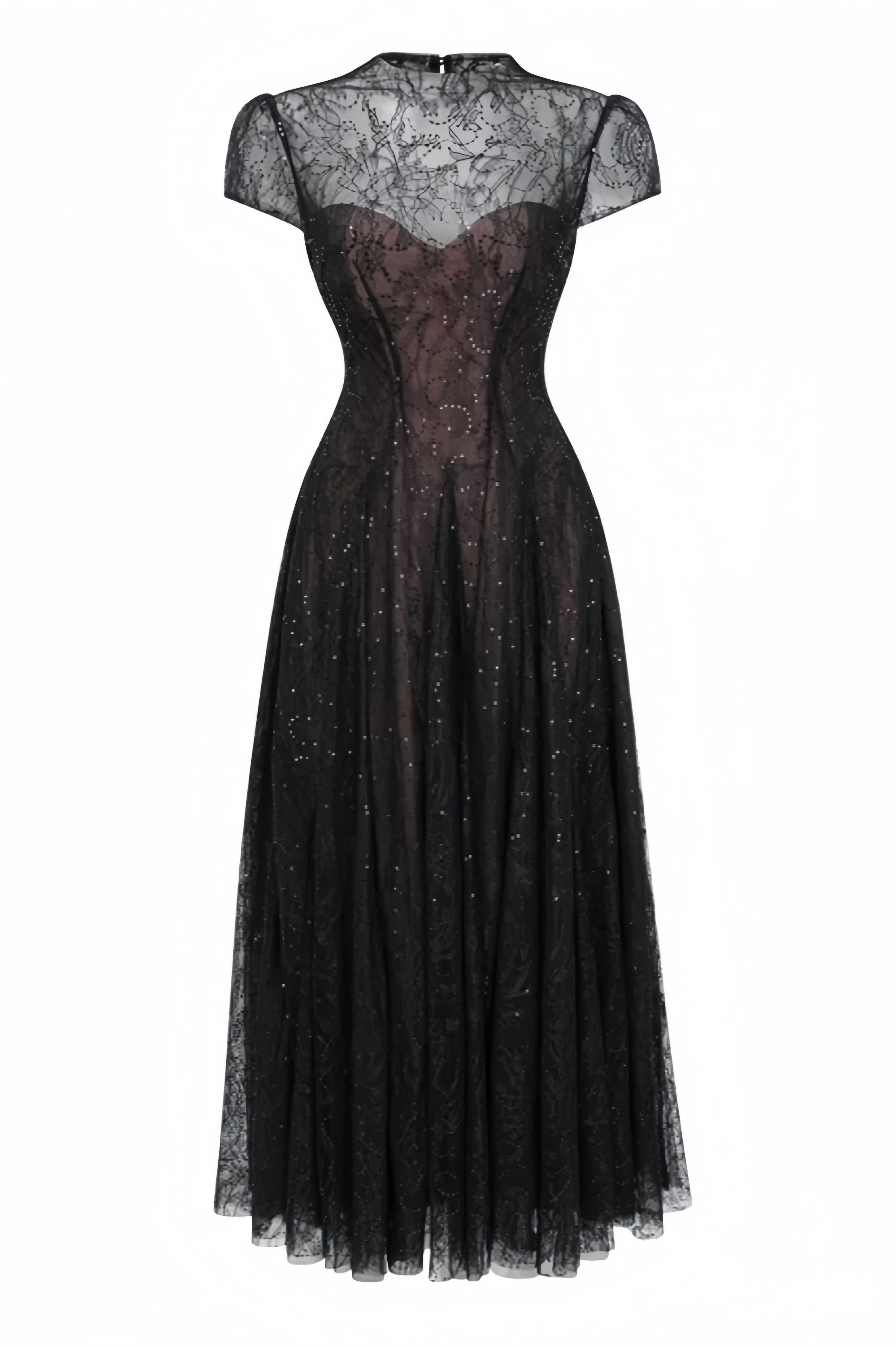 Maledy Black Sequin Lace Maxi Dress