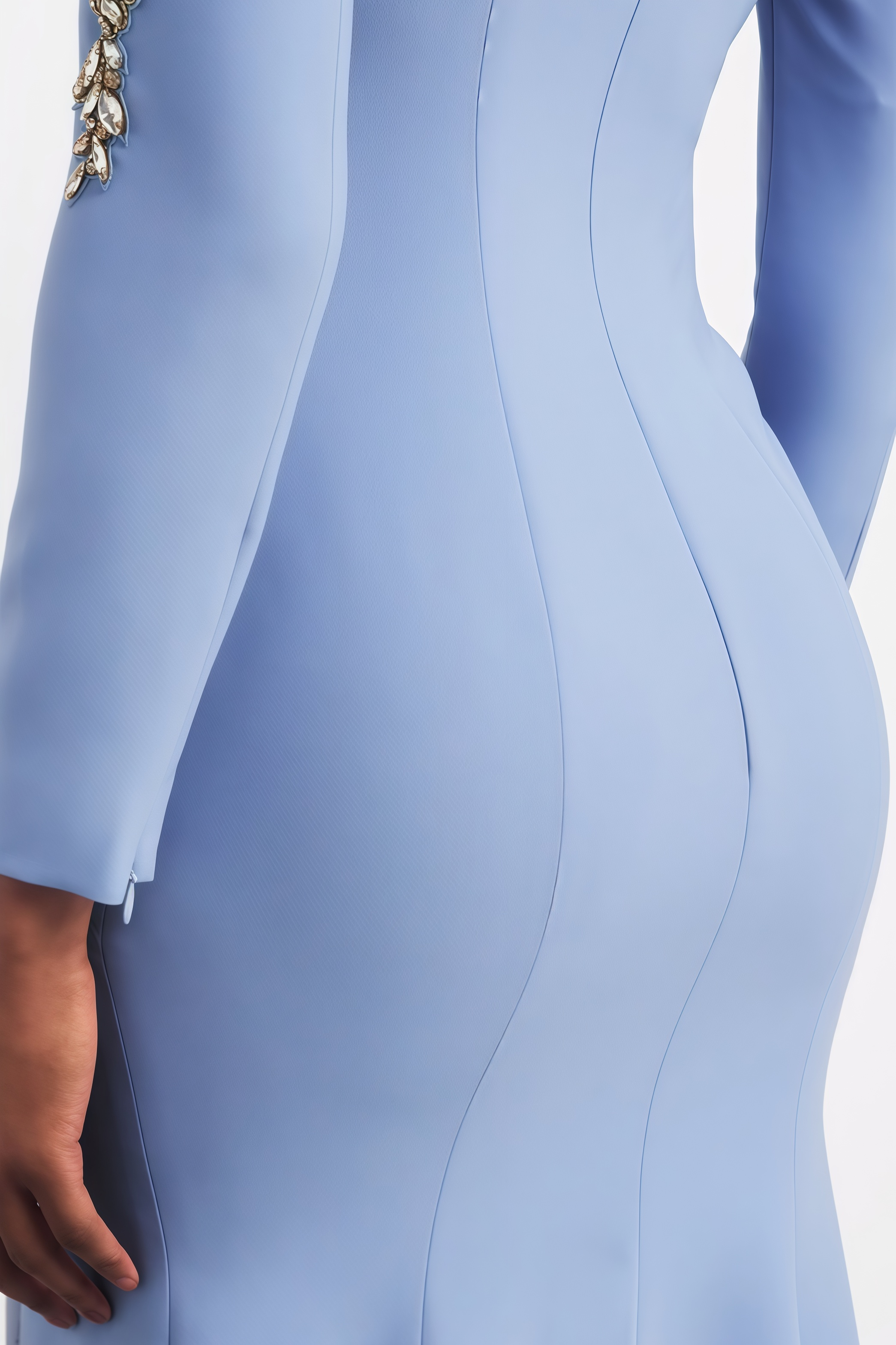 Leanna Blue Sequin Trimmed Maxi Dress