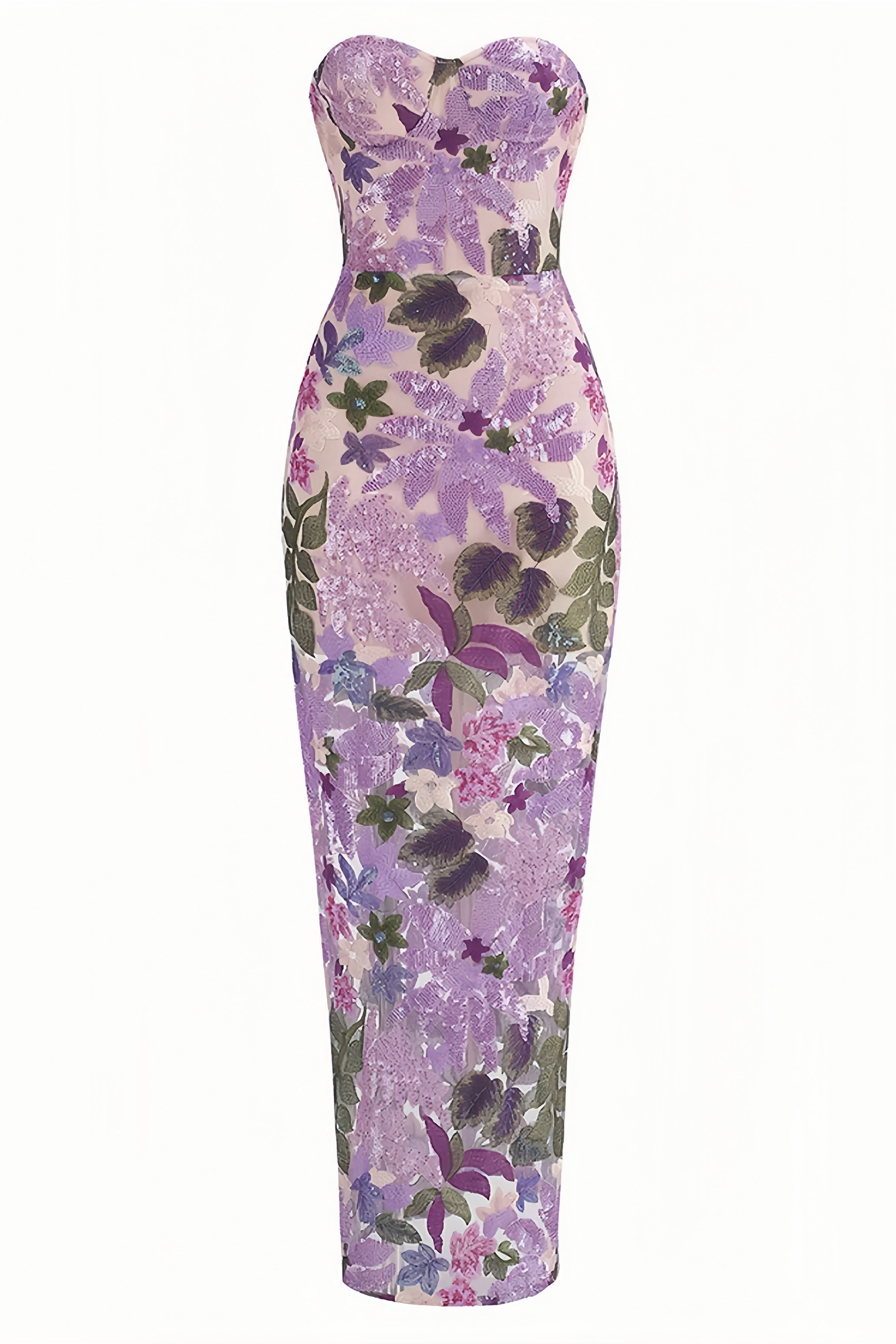 Rinia Sequin Floral Maxi Dress-Purple