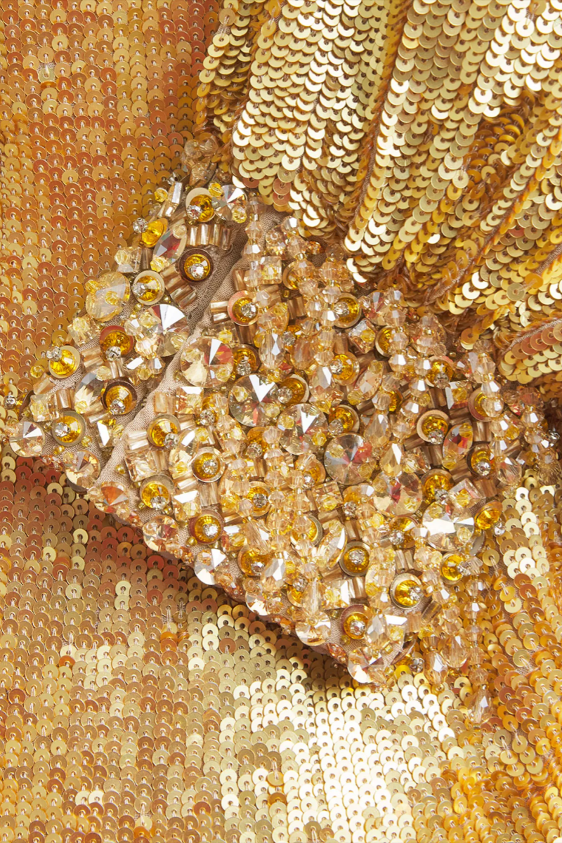 Hetty Gold Beaded Sequined Maxi Dres