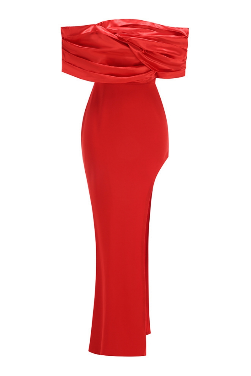 Marley Red Colour Wrap Hip Dress