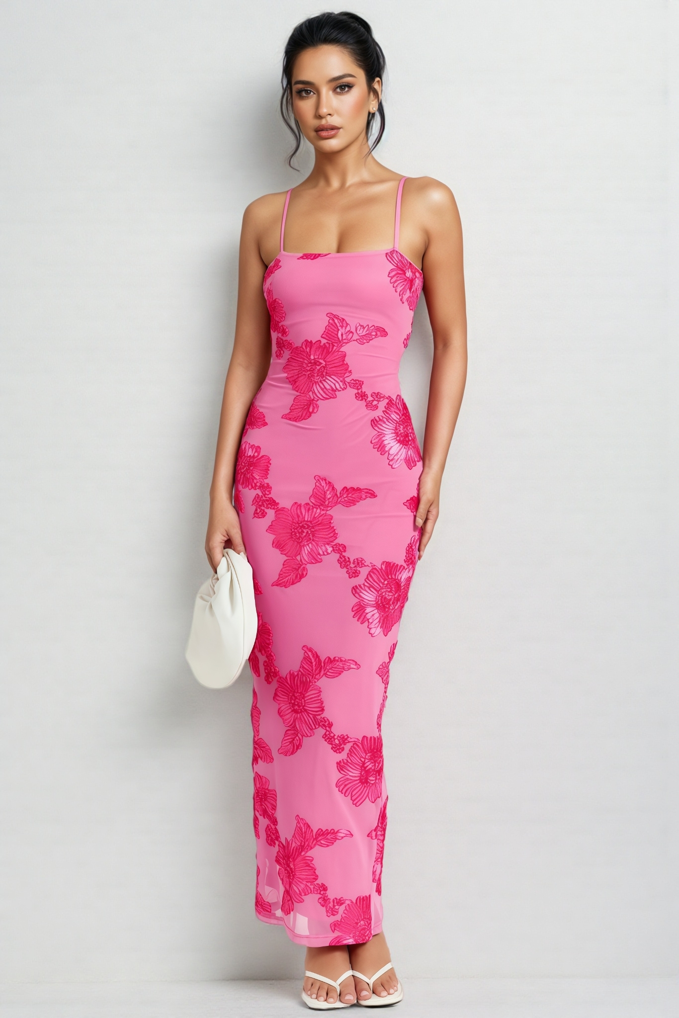 Cedrp Pink Embroidered Sleeveless Maxi Dress