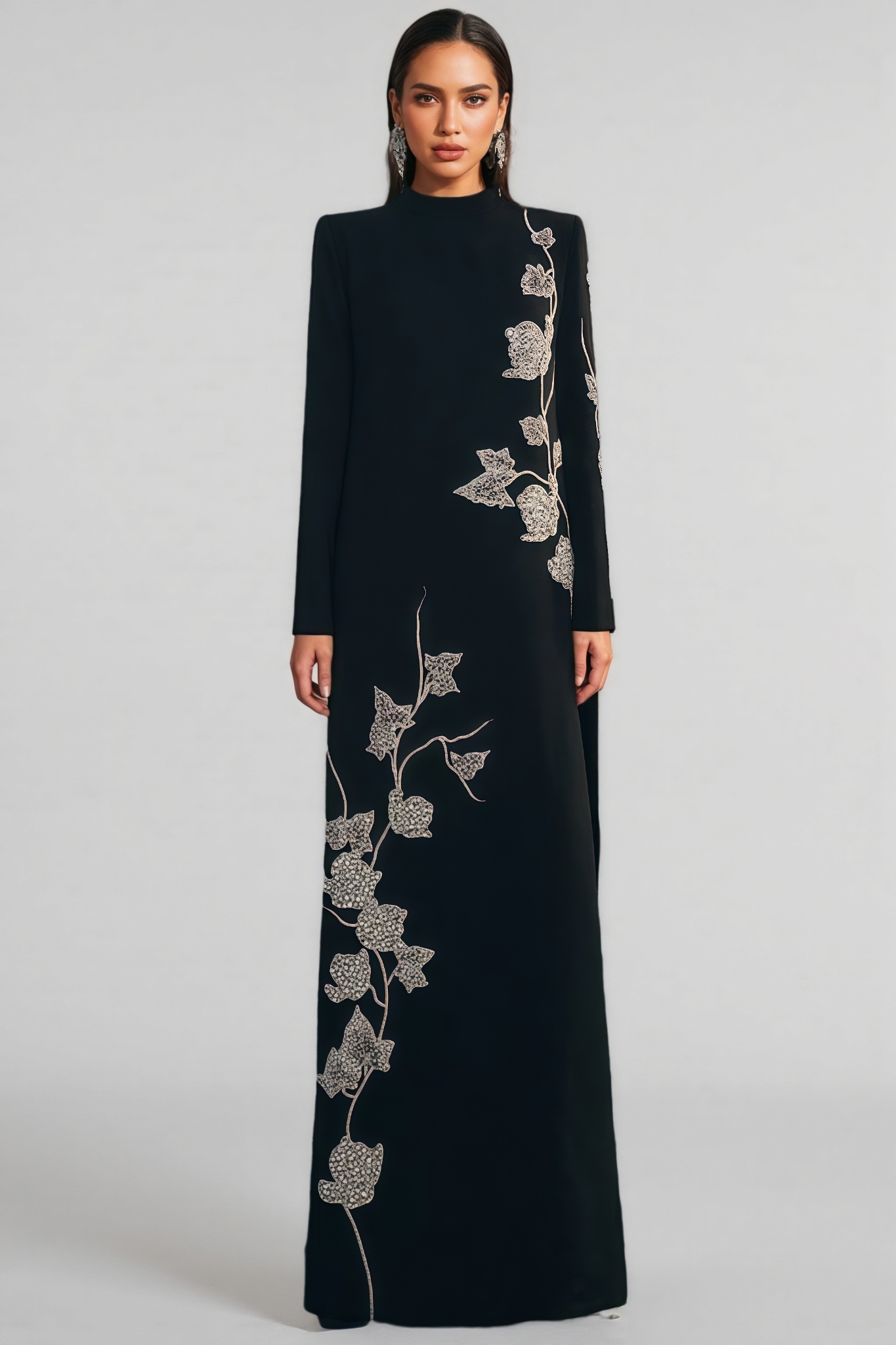 Aspyn Black Rhinestone Bandage Maxi Dress