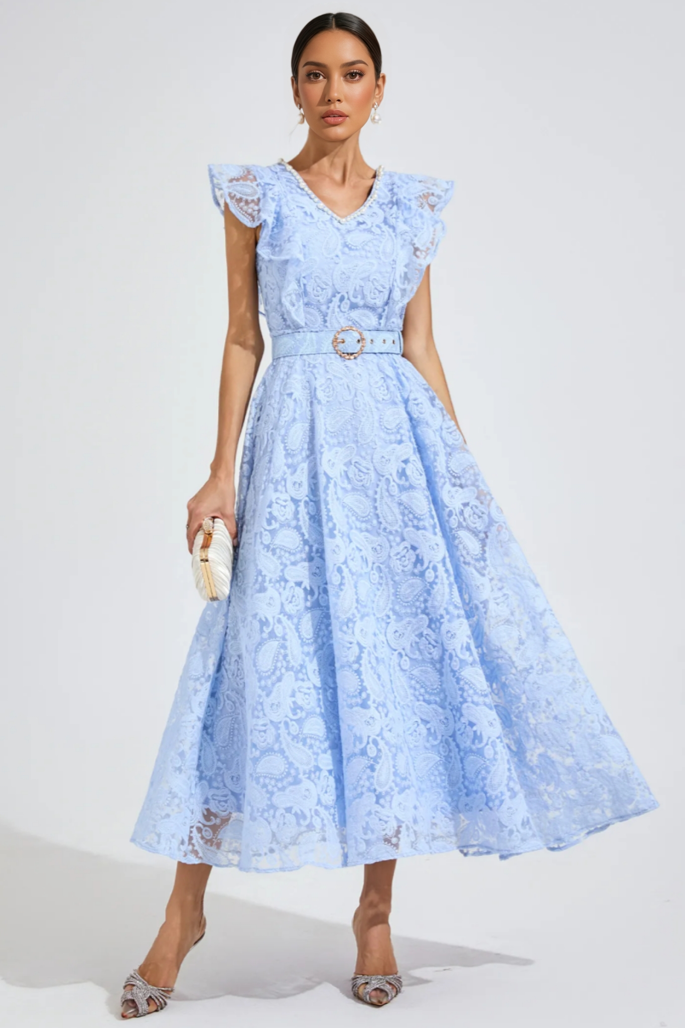 Barbara Sapphire Blue Wrap Midi Dress