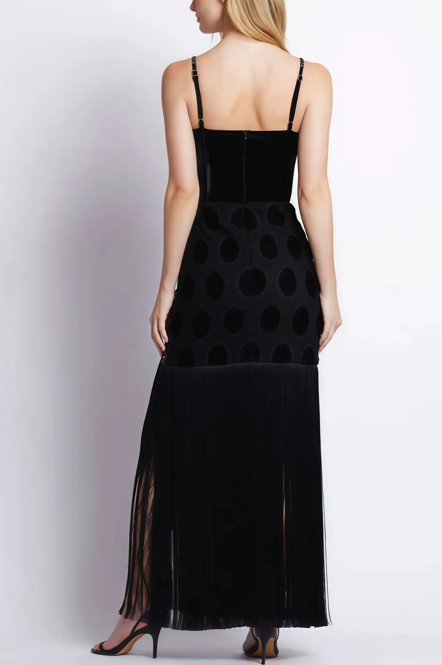Sar Beaded Velvet Lace Maxi Dress