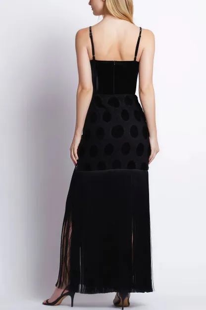 Sar Beaded Velvet Lace Maxi Dress